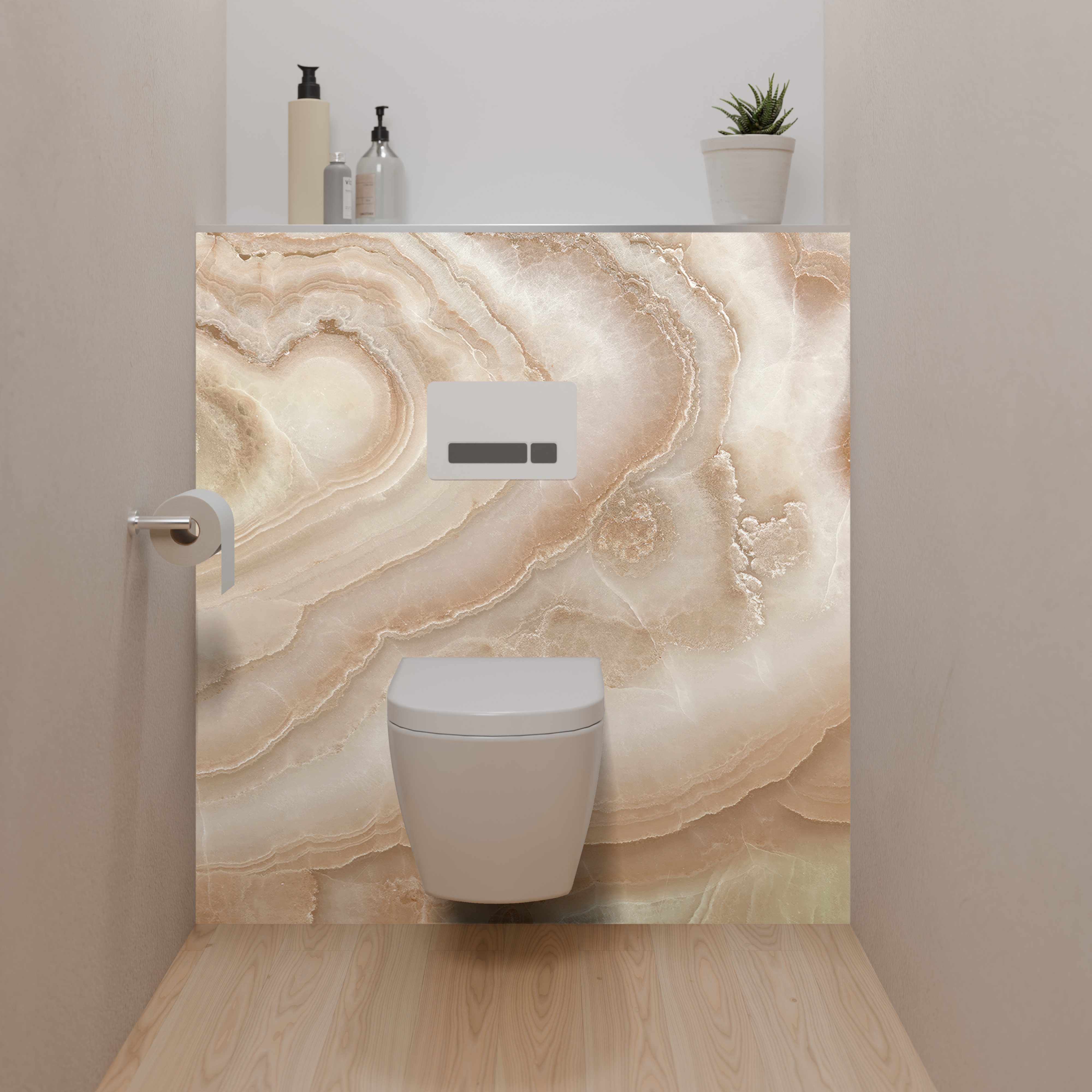 Dekor Paneel Seidenmatt Marmor Beige-Weiß