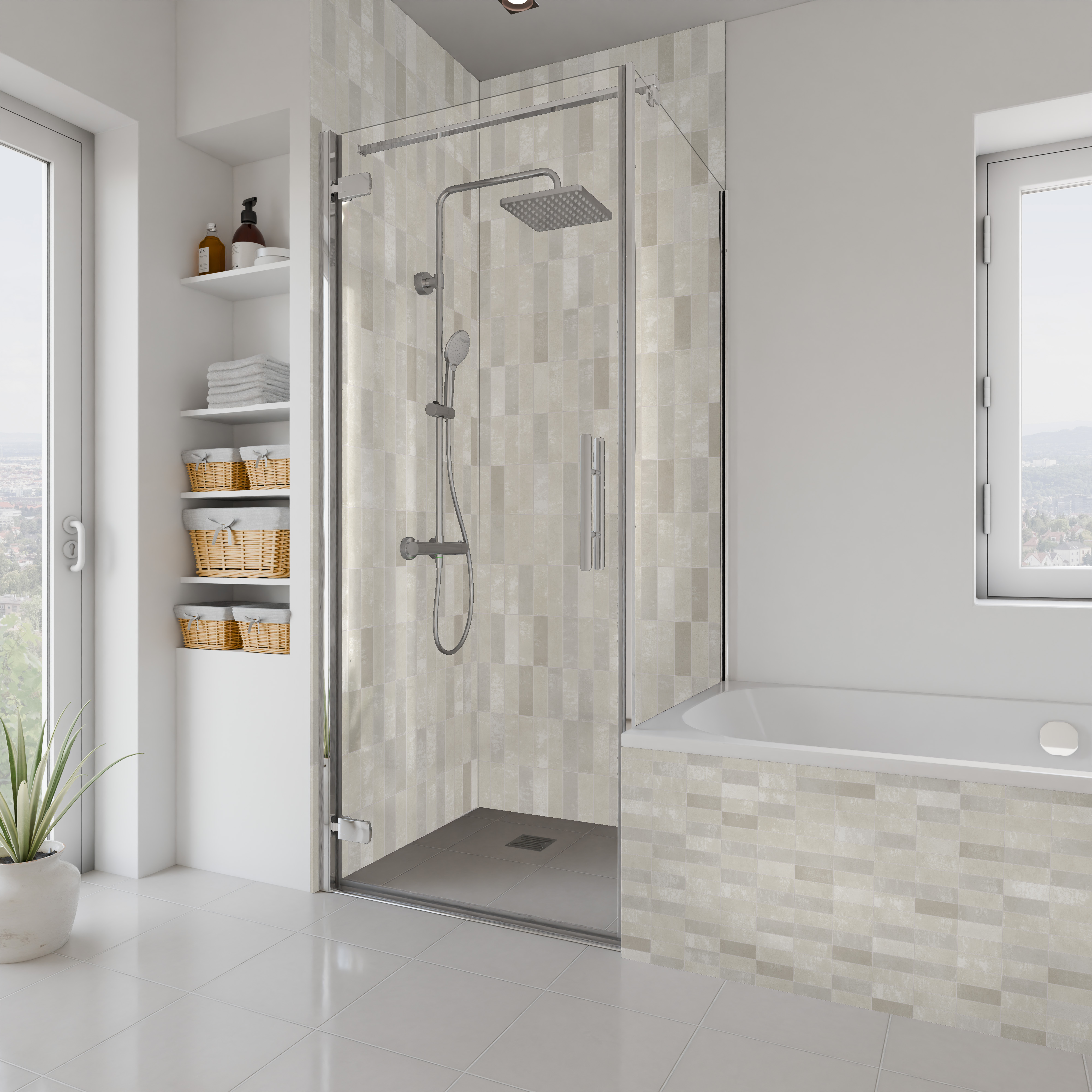 Dekor Paneele Hochglanz Fliese Beige Dusche+BSW
