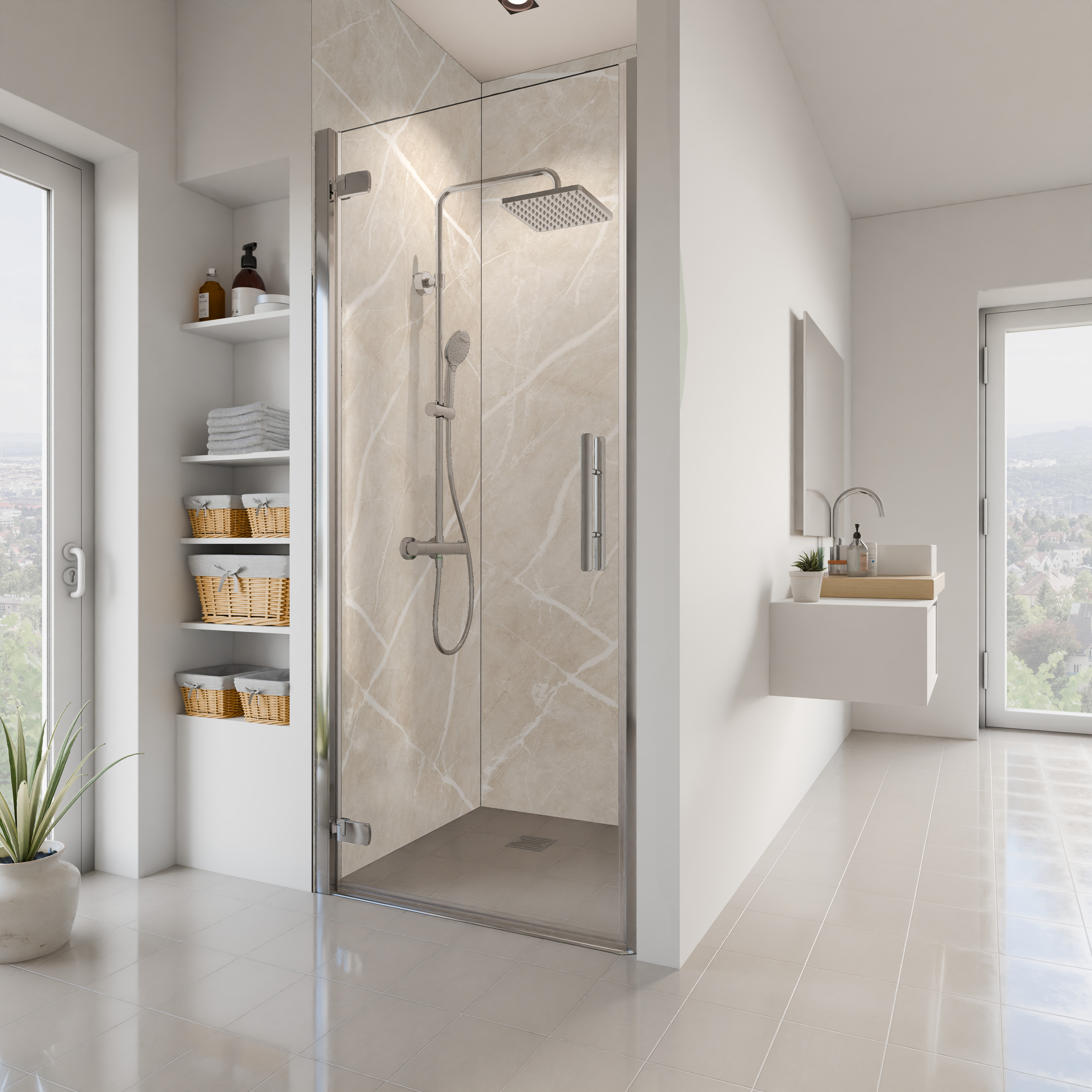 Dekor Paneele Seidenmatt Marmor Grau Beige Nische