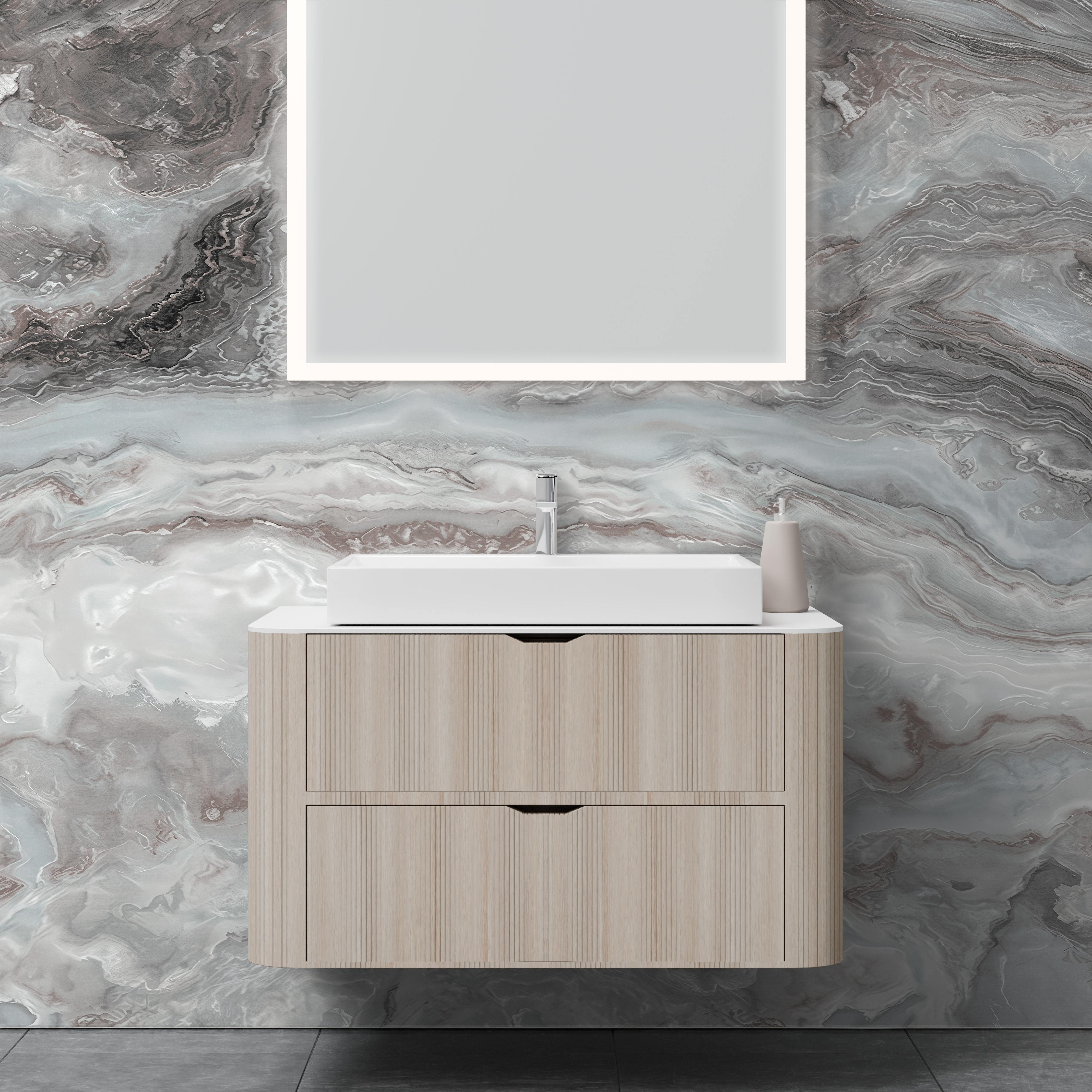 Dekor Paneele Seidenmatt Marmor Achat Grau Waschtisch