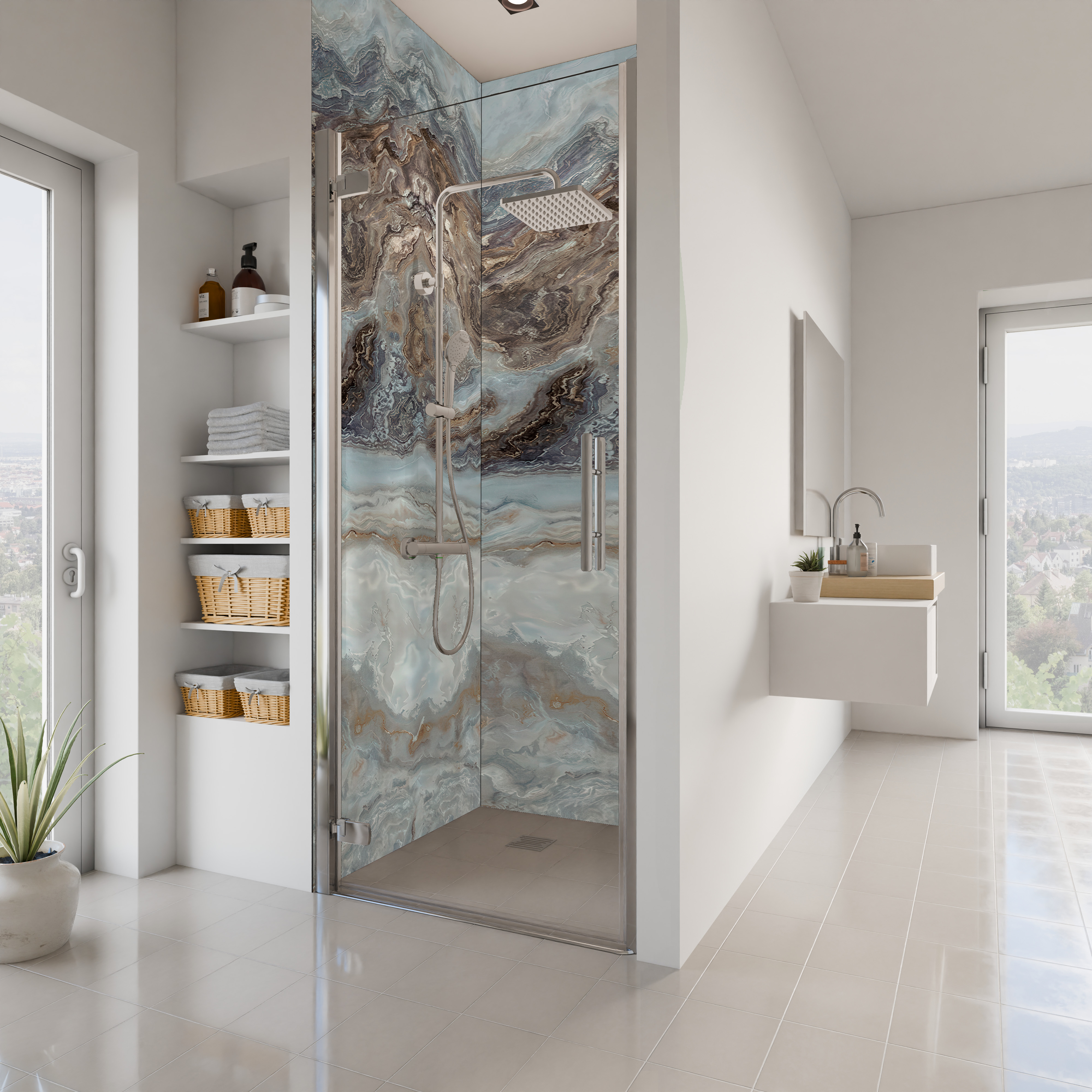 Dekor Paneele Seidenmatt Marmor Achat Beige Nische