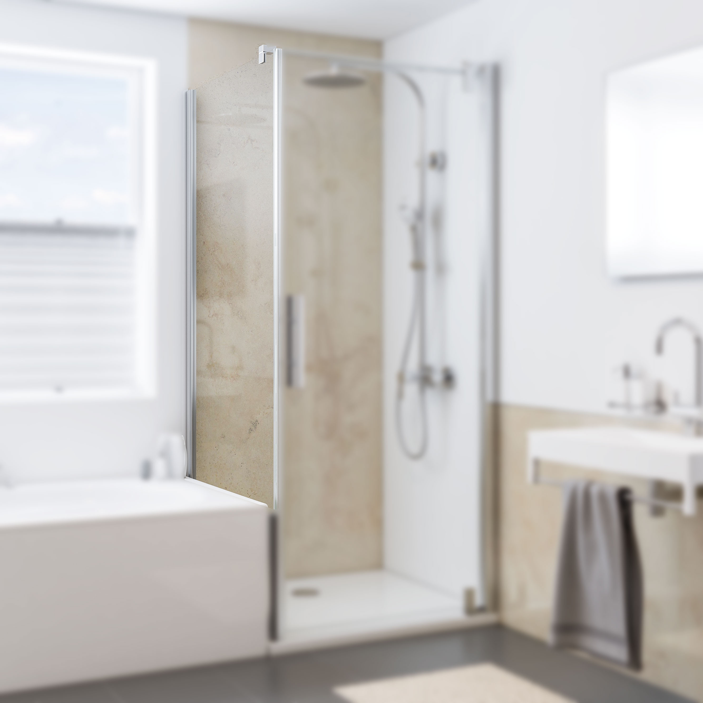 Badewannenseitenwand links für Drehtür, Fokus BSW