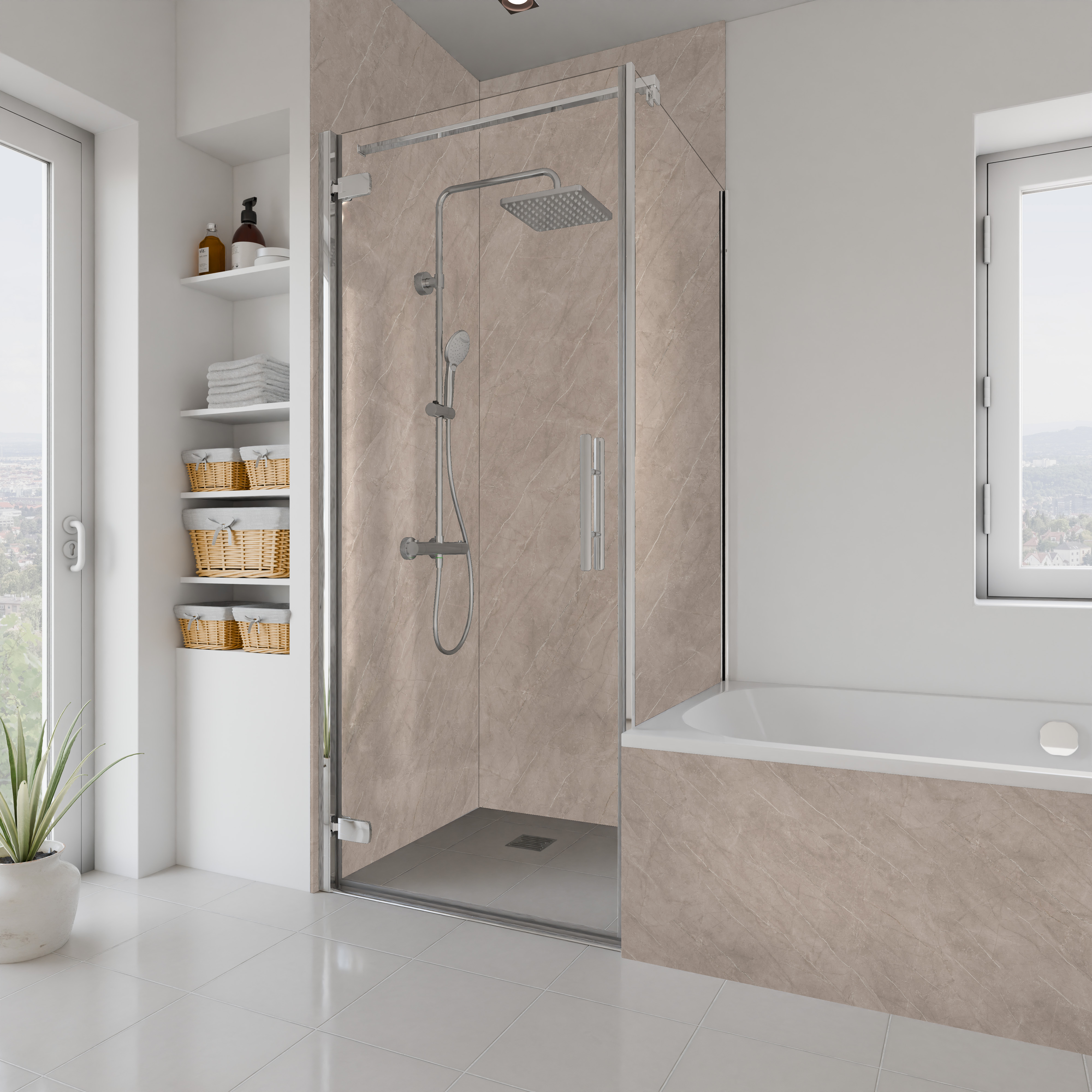 Dekor Paneele Seidenmatt Stein Greige Dusche+ BSW