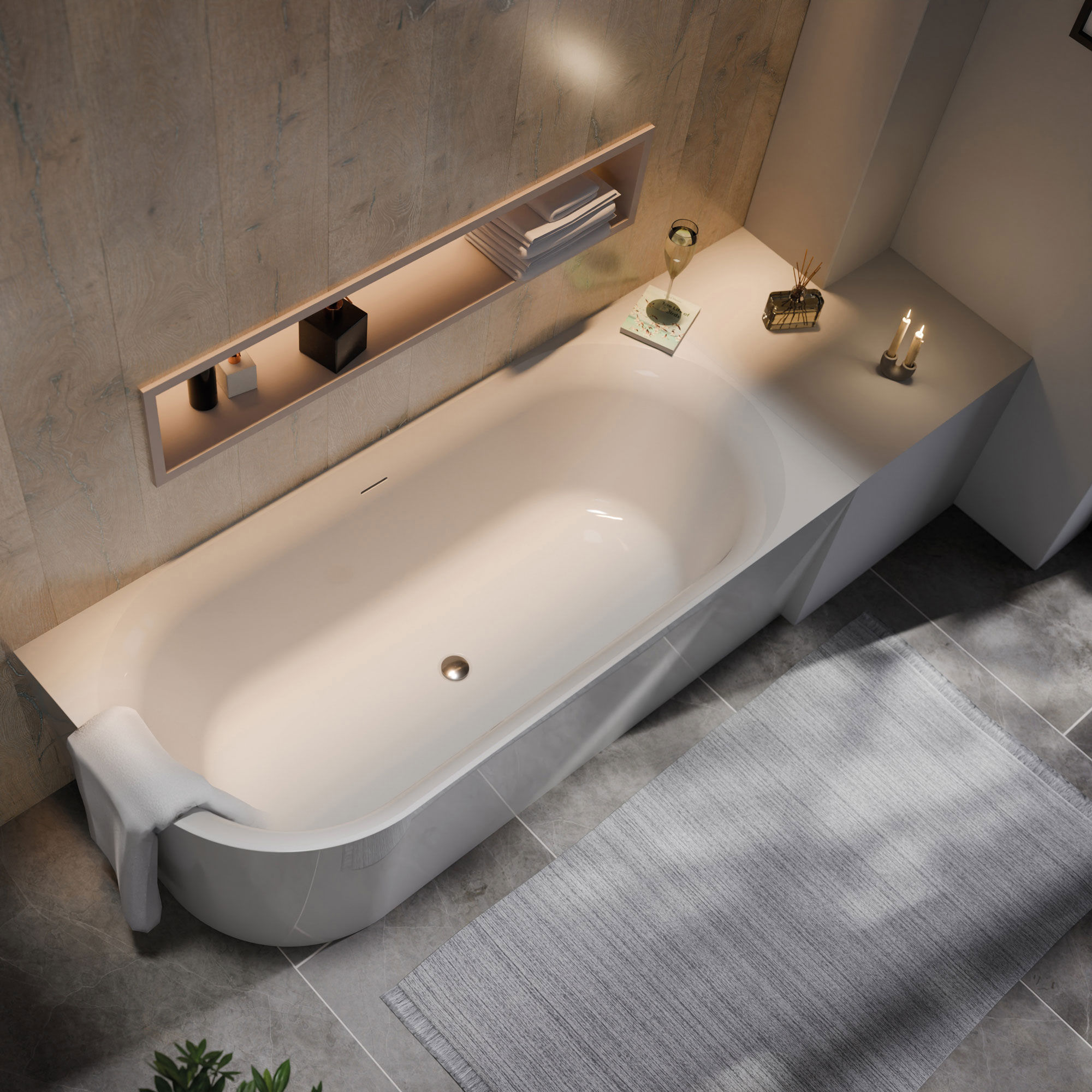 Boston Badewanne, links, weiß, im Milieu 2