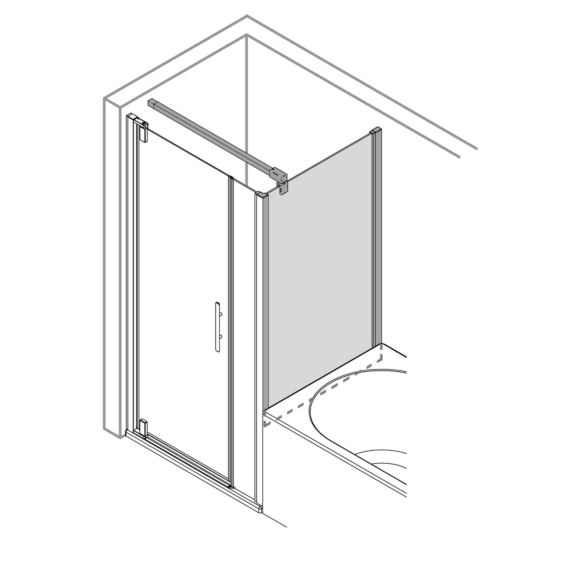 5297_Z MK580 Seitenwand links für Drehtür mit Nebenteil