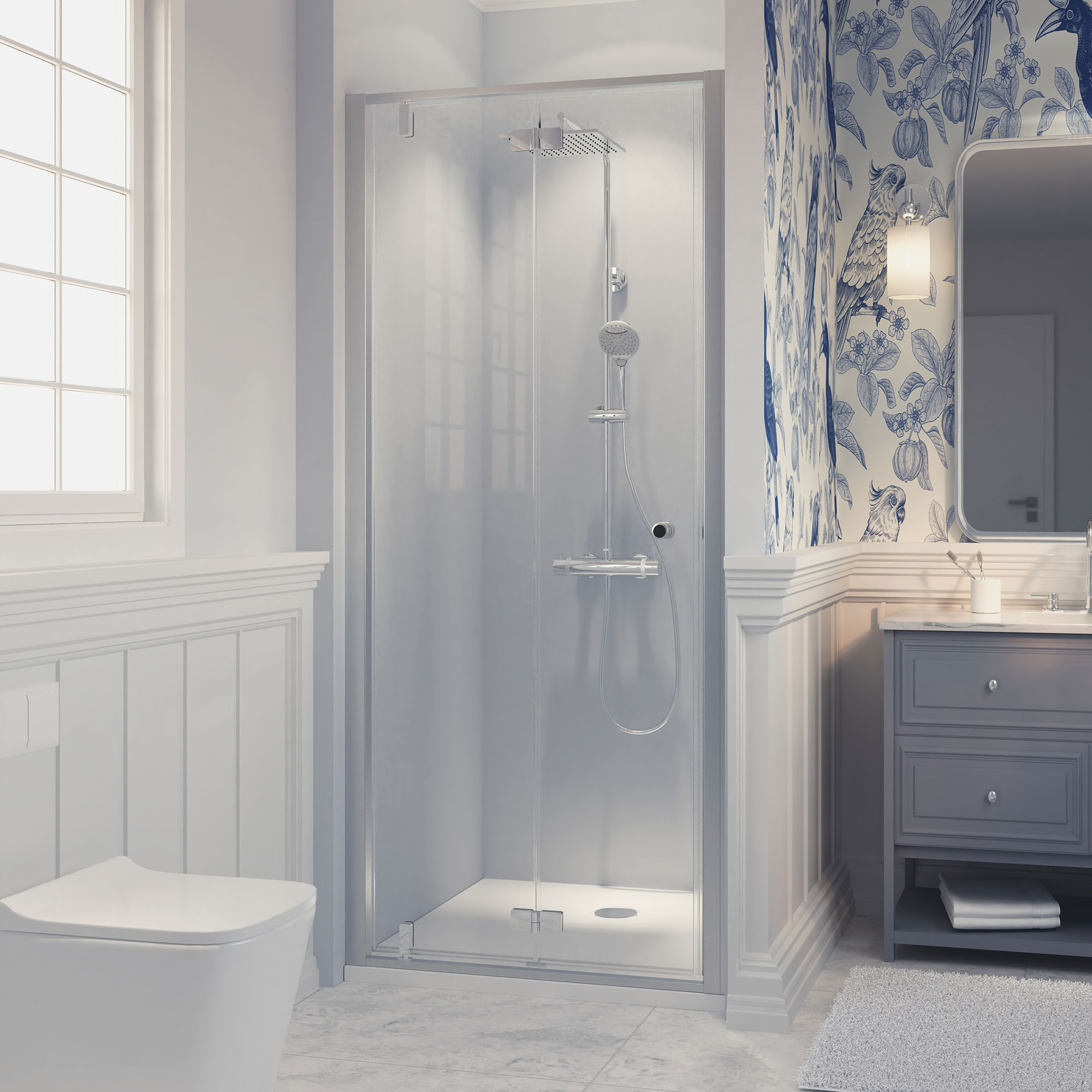 Drehfalttür für Nische (oder Seitenwand), Anschlag links