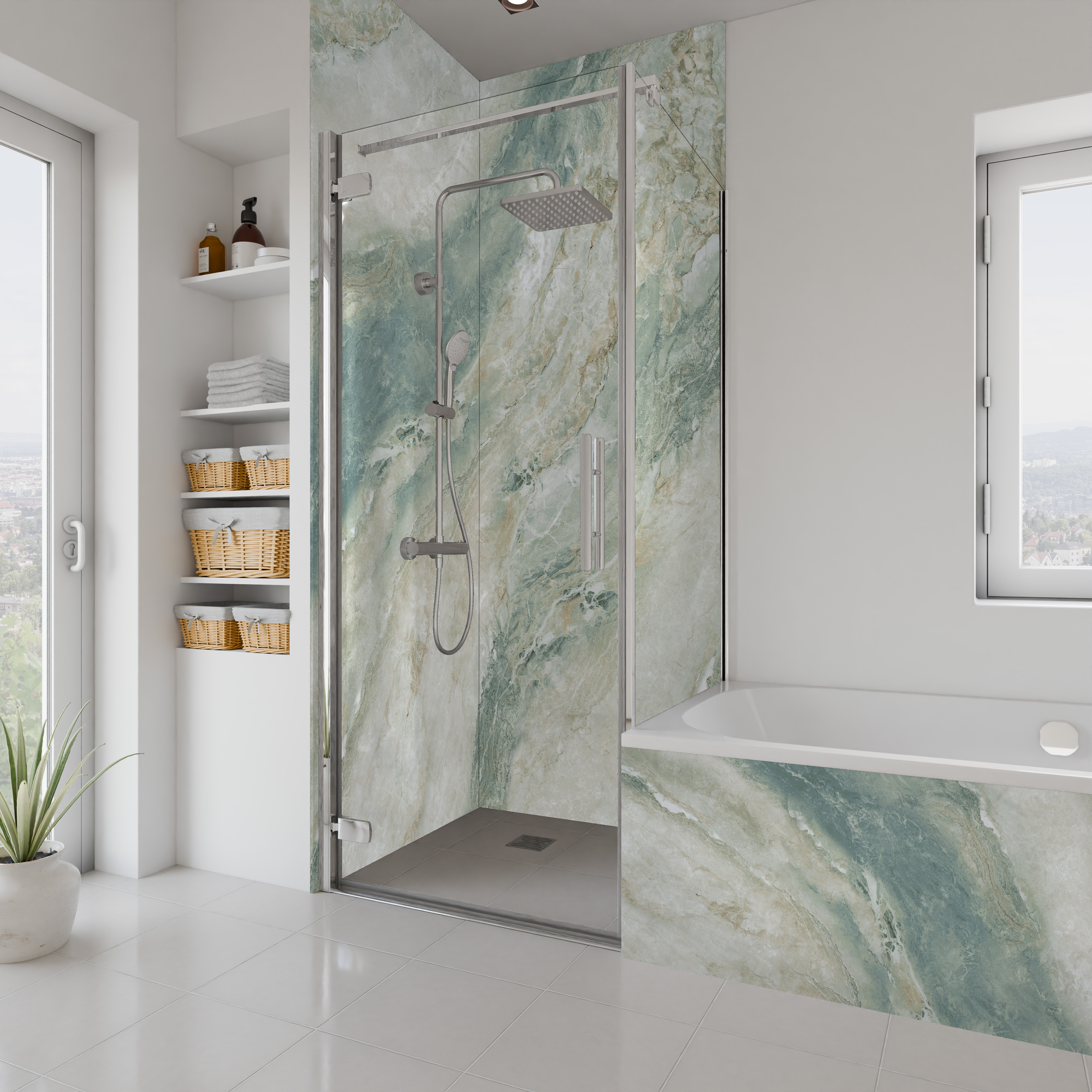 Dekor Paneele Seidenmatt Onyxmarmor Grün Dusche+ BSW