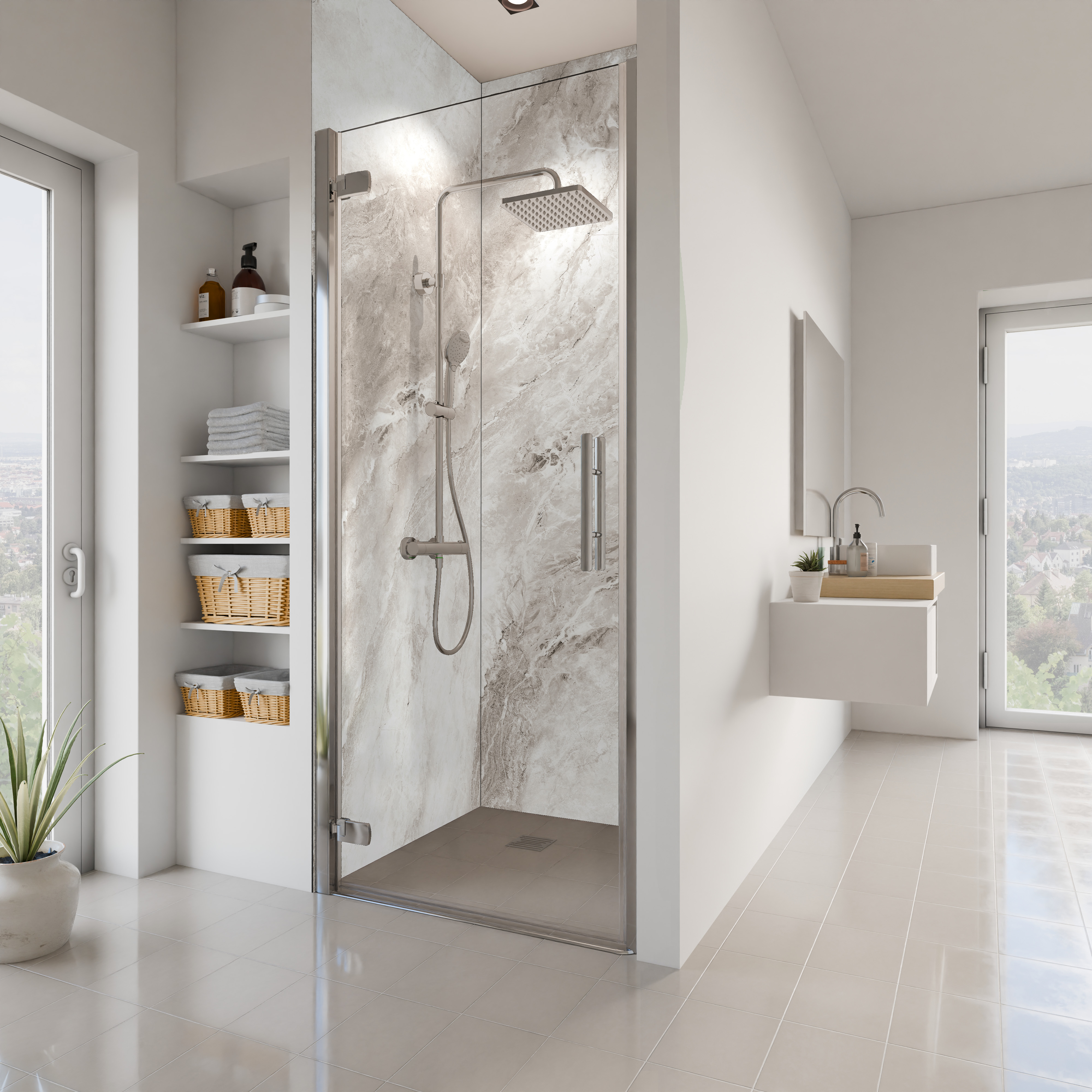 Dekor Paneele Seidenmatt Onyxmarmor Grau Nische