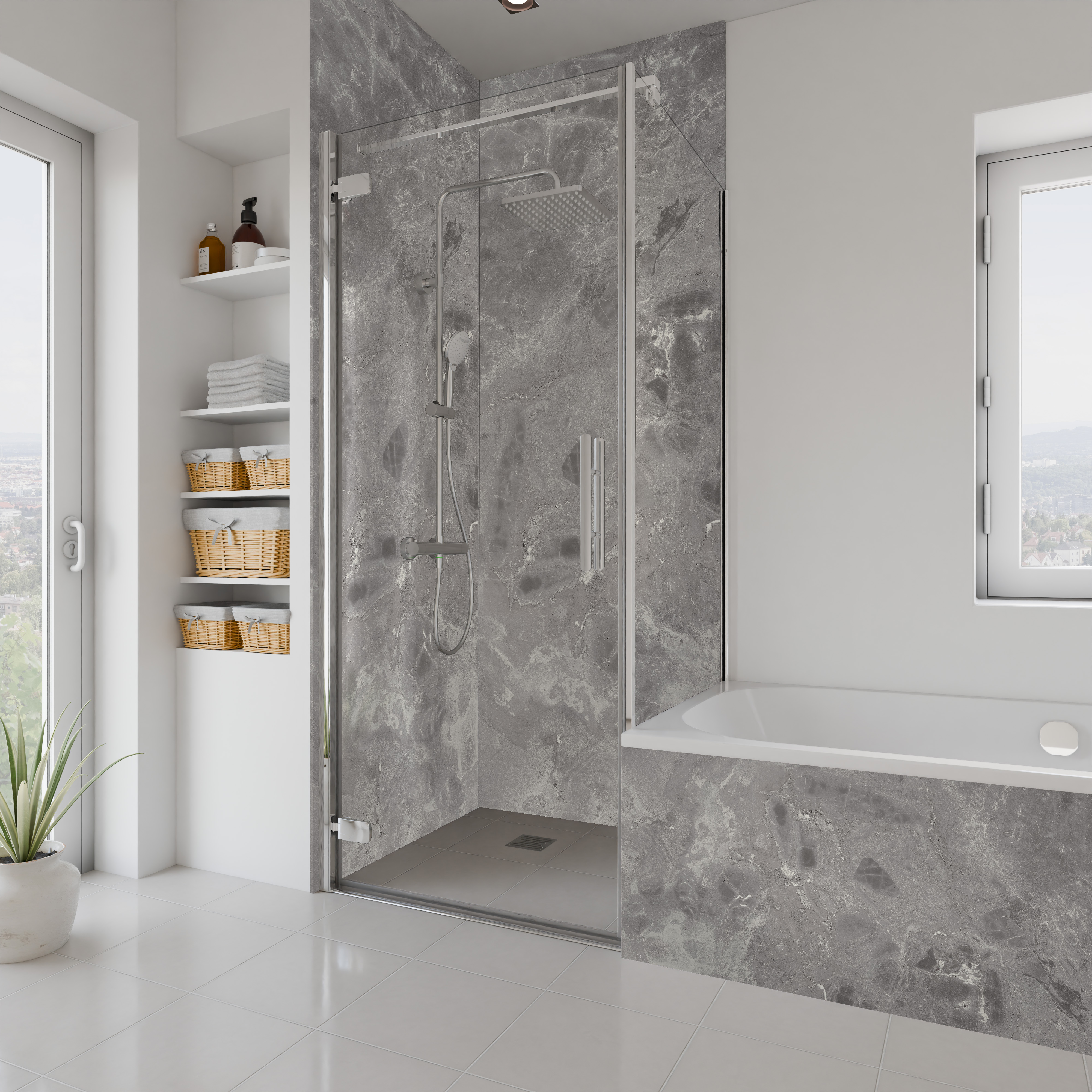 Dekor Paneele Seidenmatt Marmor Sicilia grau Dusche+ BSW