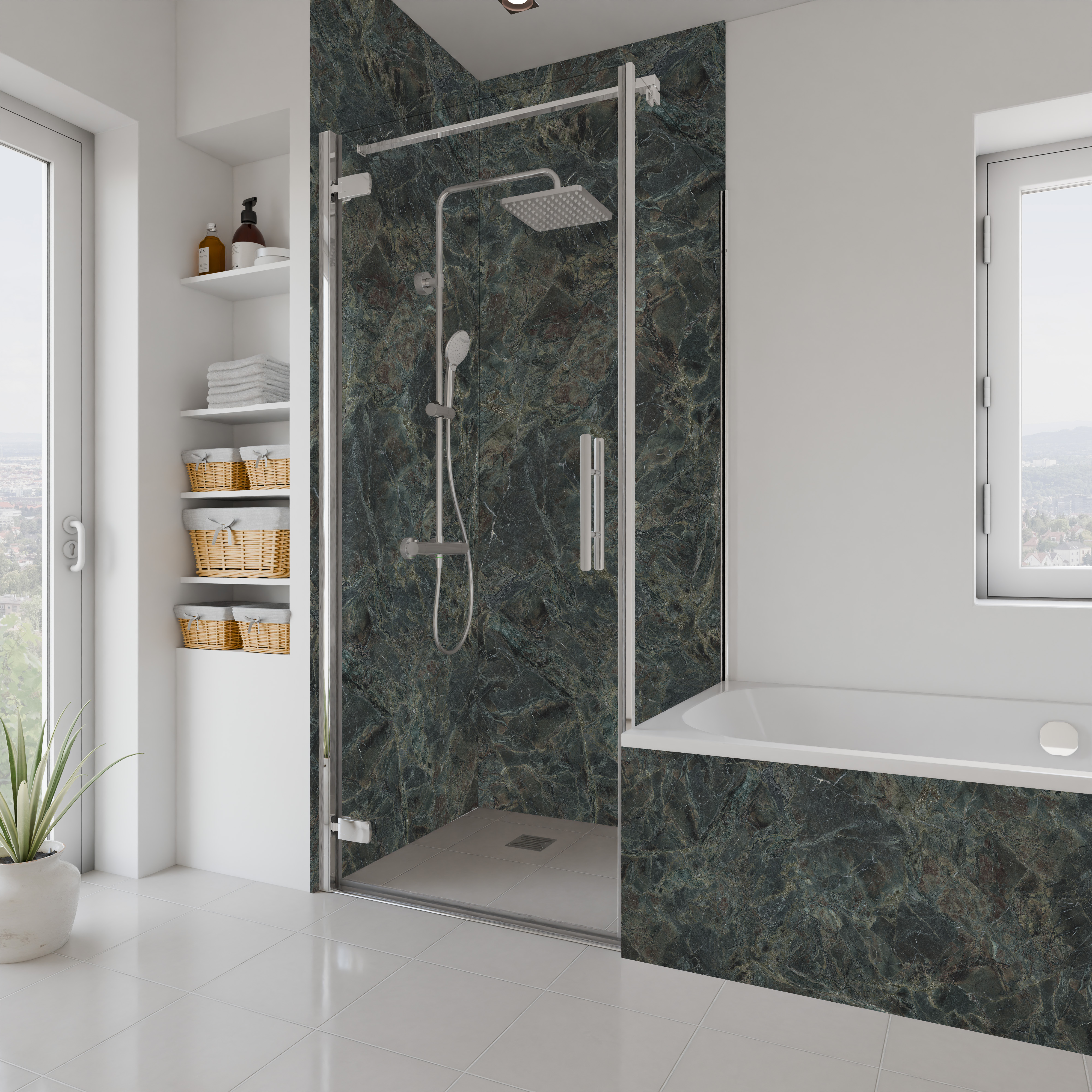 Dekor Paneele Seidenmatt Marmor dunkelgrün Dusche+ BSW