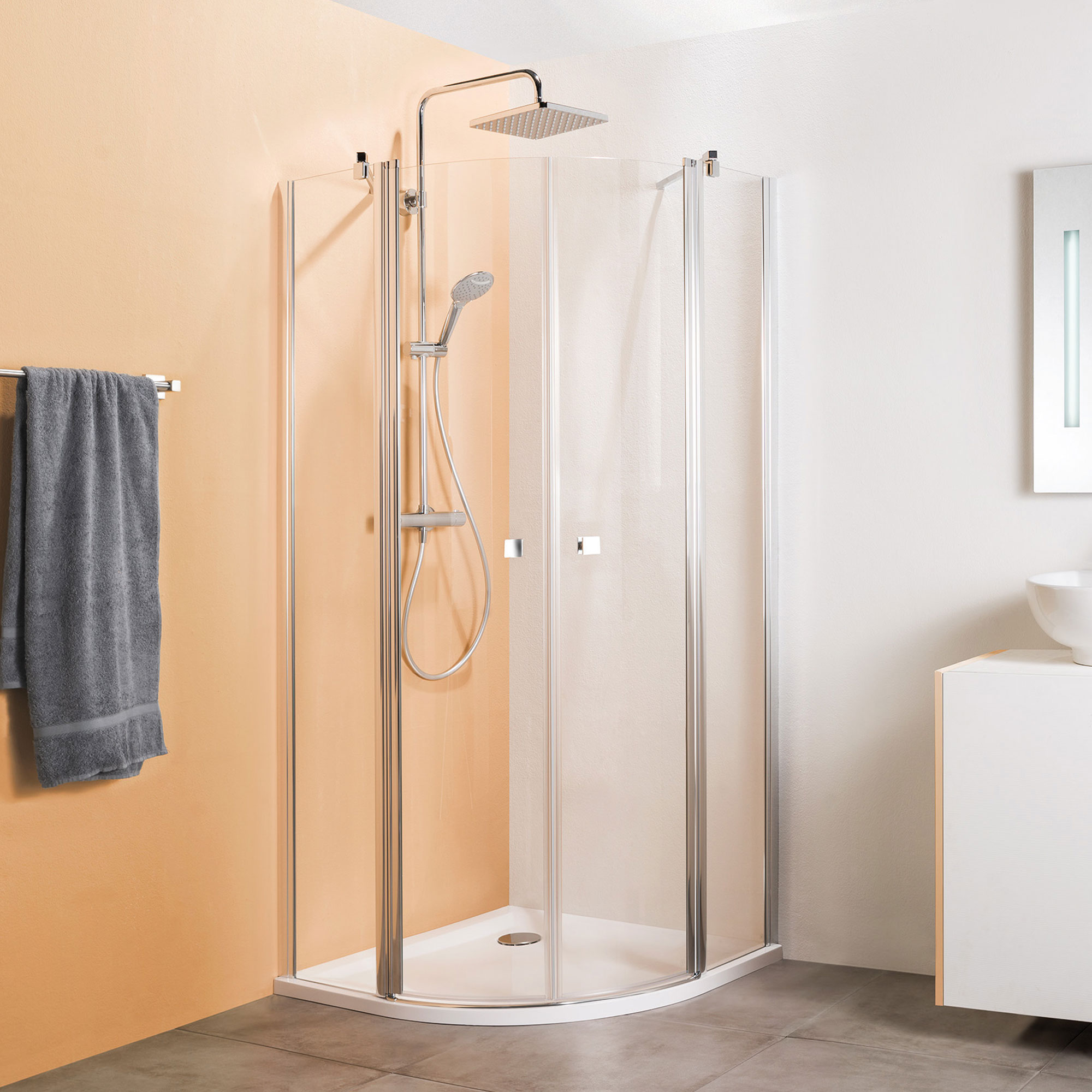 mk450-runddusche-drehtuer MK450 Runddusche Drehtür 4-teilig, Radius 550