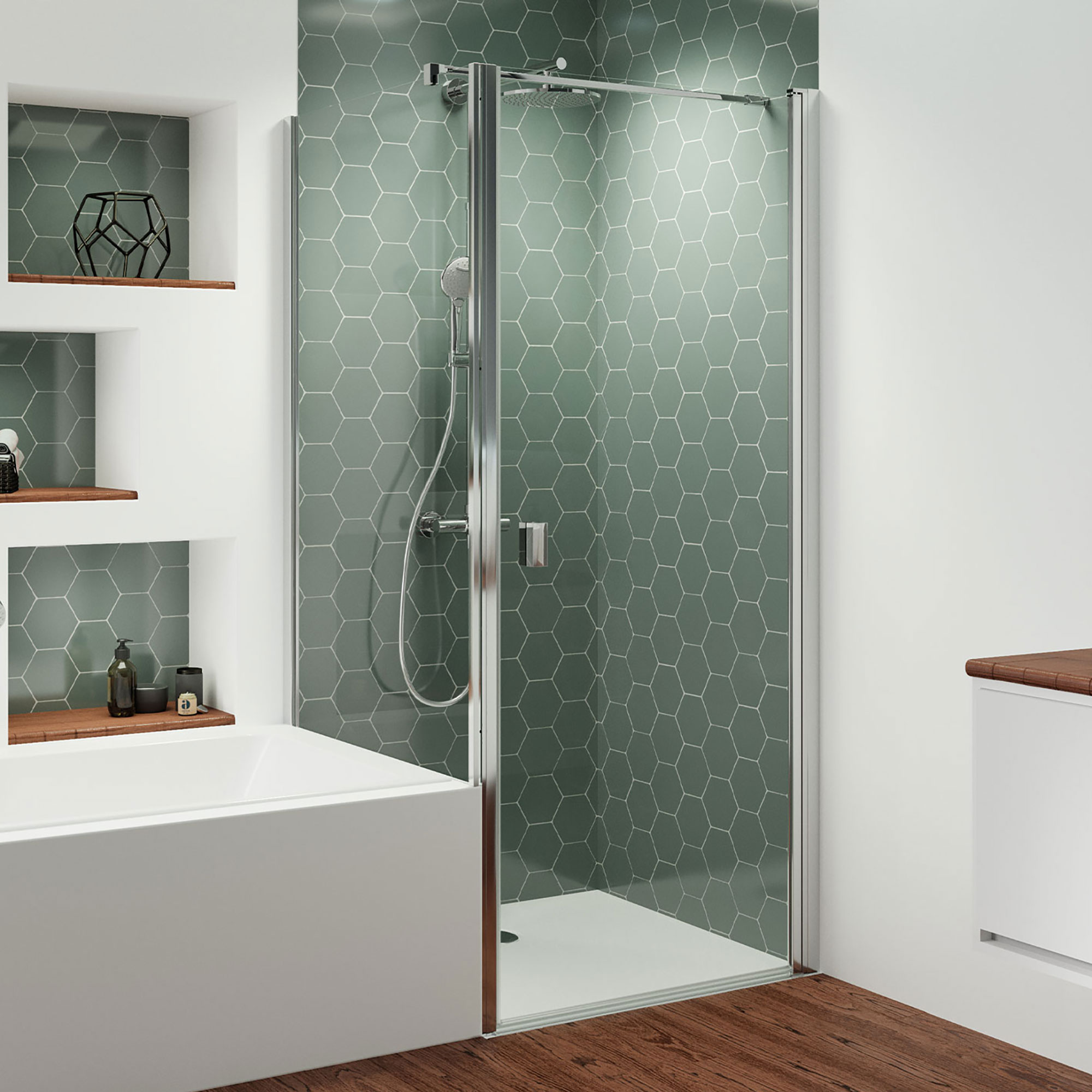 mk520-drehtuer-rechts-verkuertzte-seitenwand-auf-der-wanne_6001-6023 Badewannenseitenwand, eckig, auf der Wanne links für Drehtür