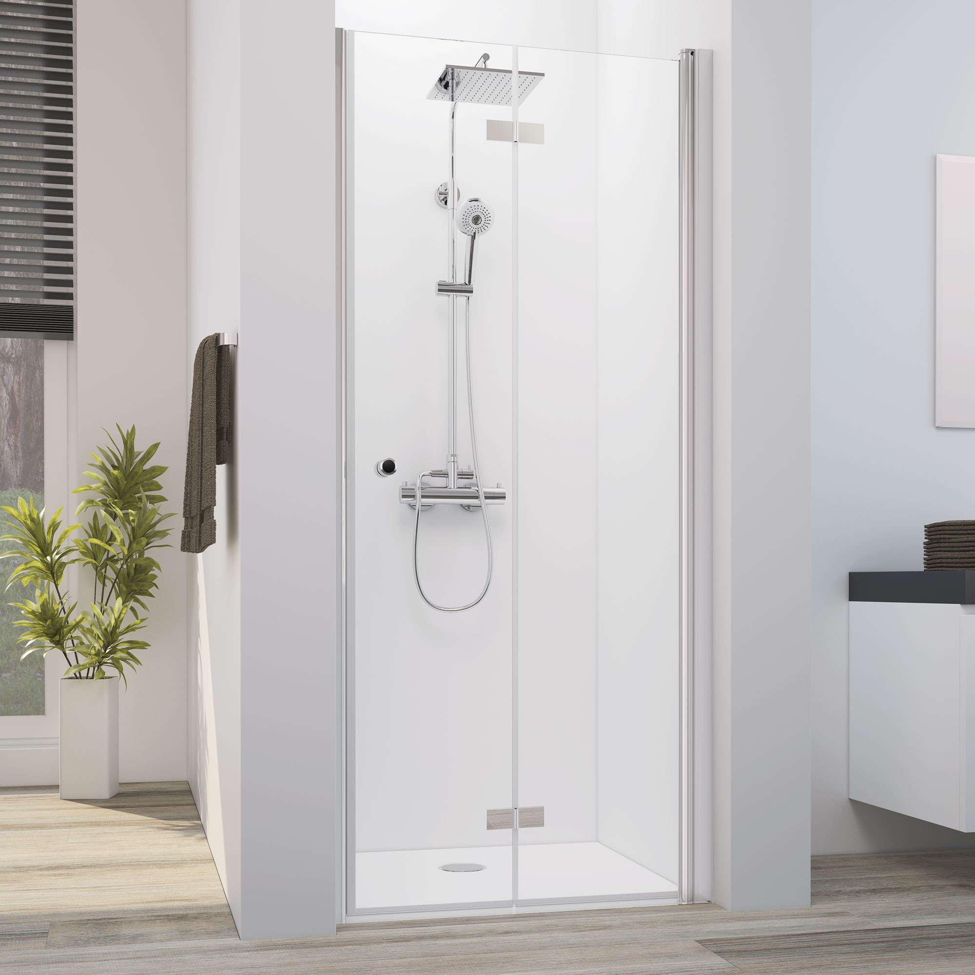 mk550-drehfalttuer-nische-rechts Drehfalttür für Nische Anschlag rechts