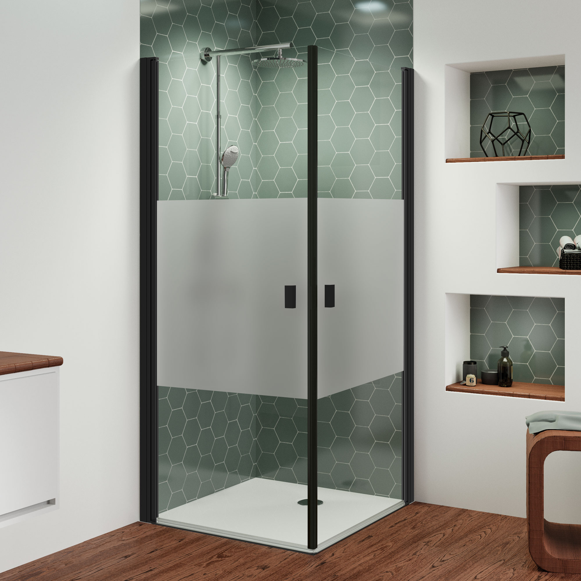 MK520 Eckeinstieg Drehtür 2-teillig_schwarz_Intima