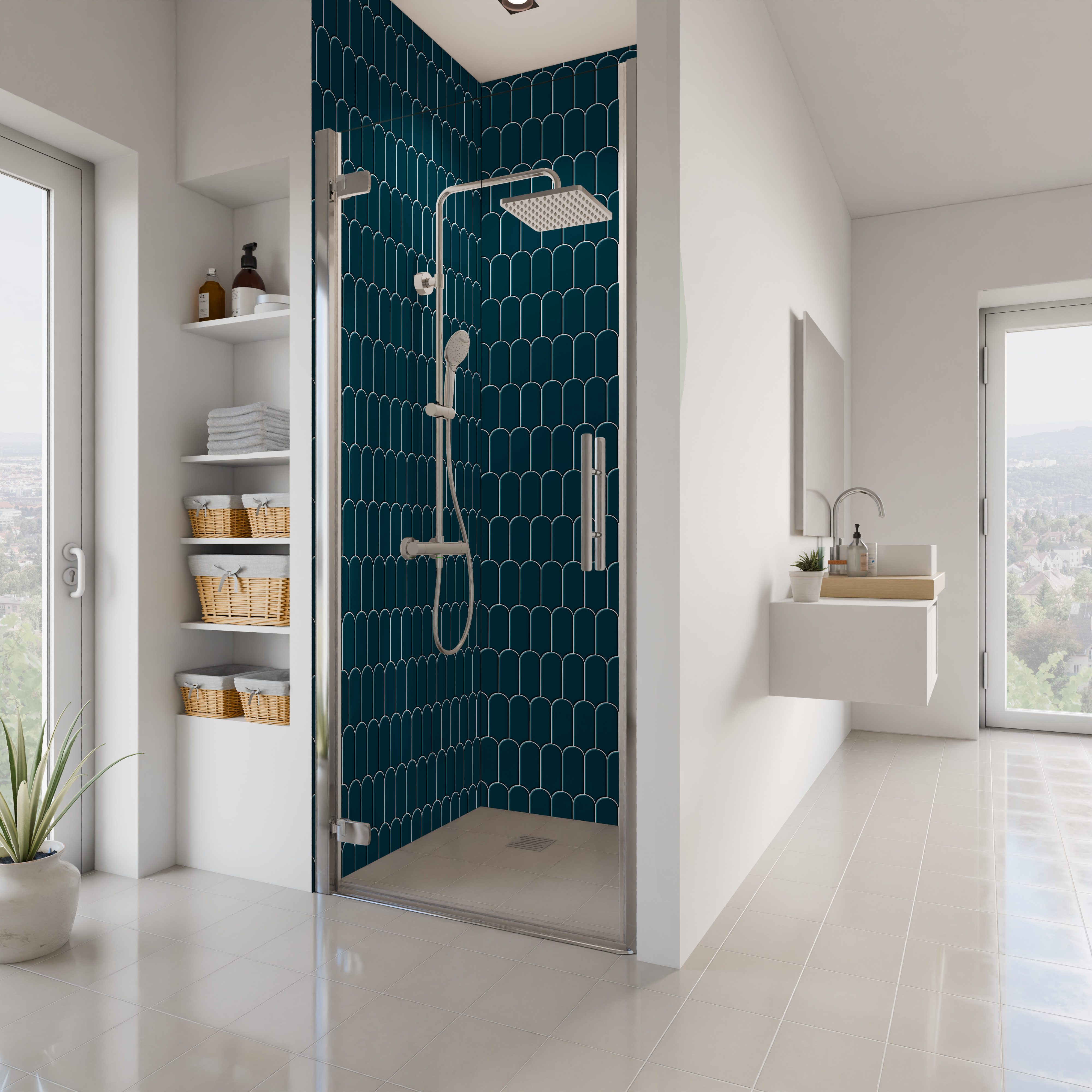 Dekor Paneele Hochglanz Bogenmosaik Petrol Nische