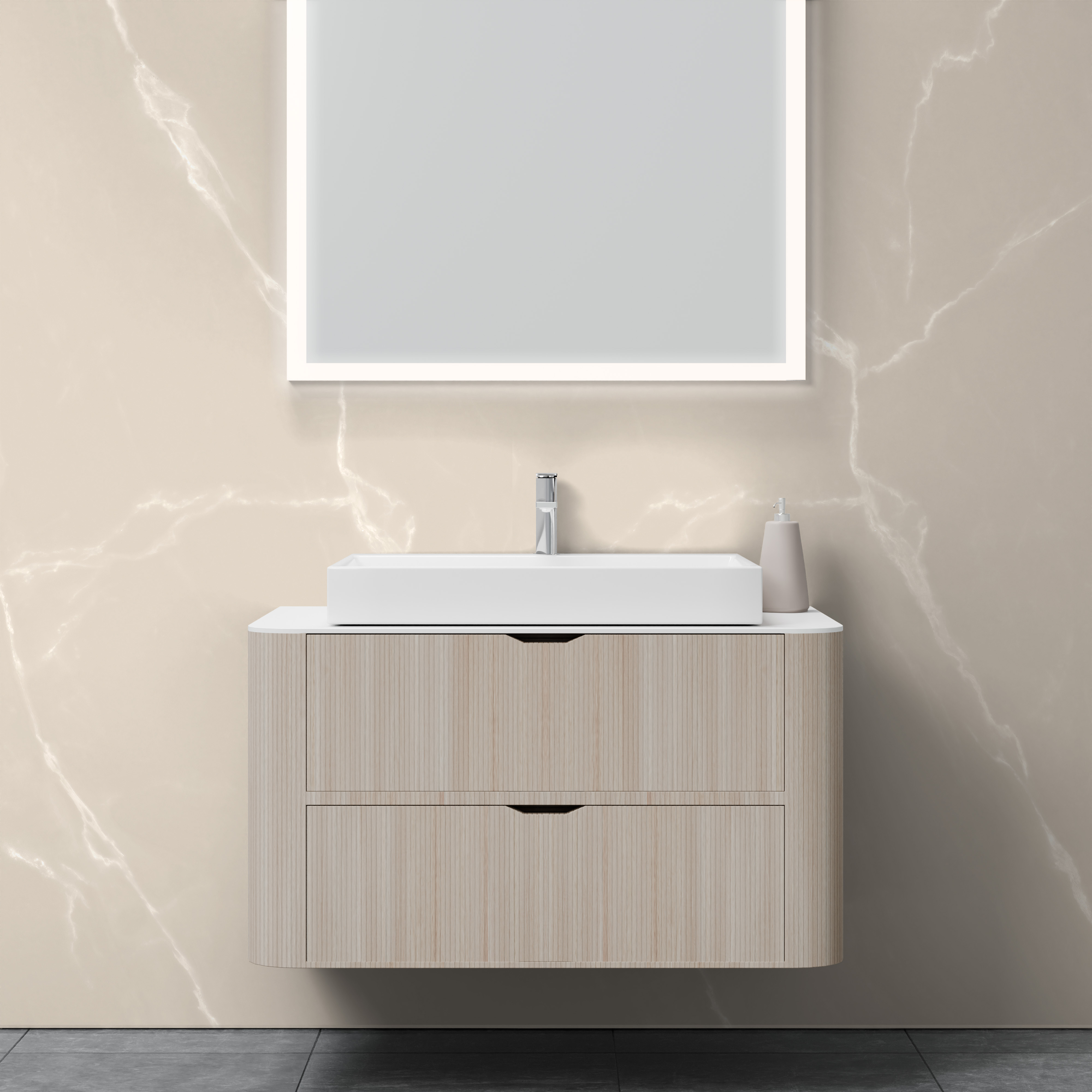 Dekor Paneele Hochglanz Marmor Beige Weiß Waschtisch