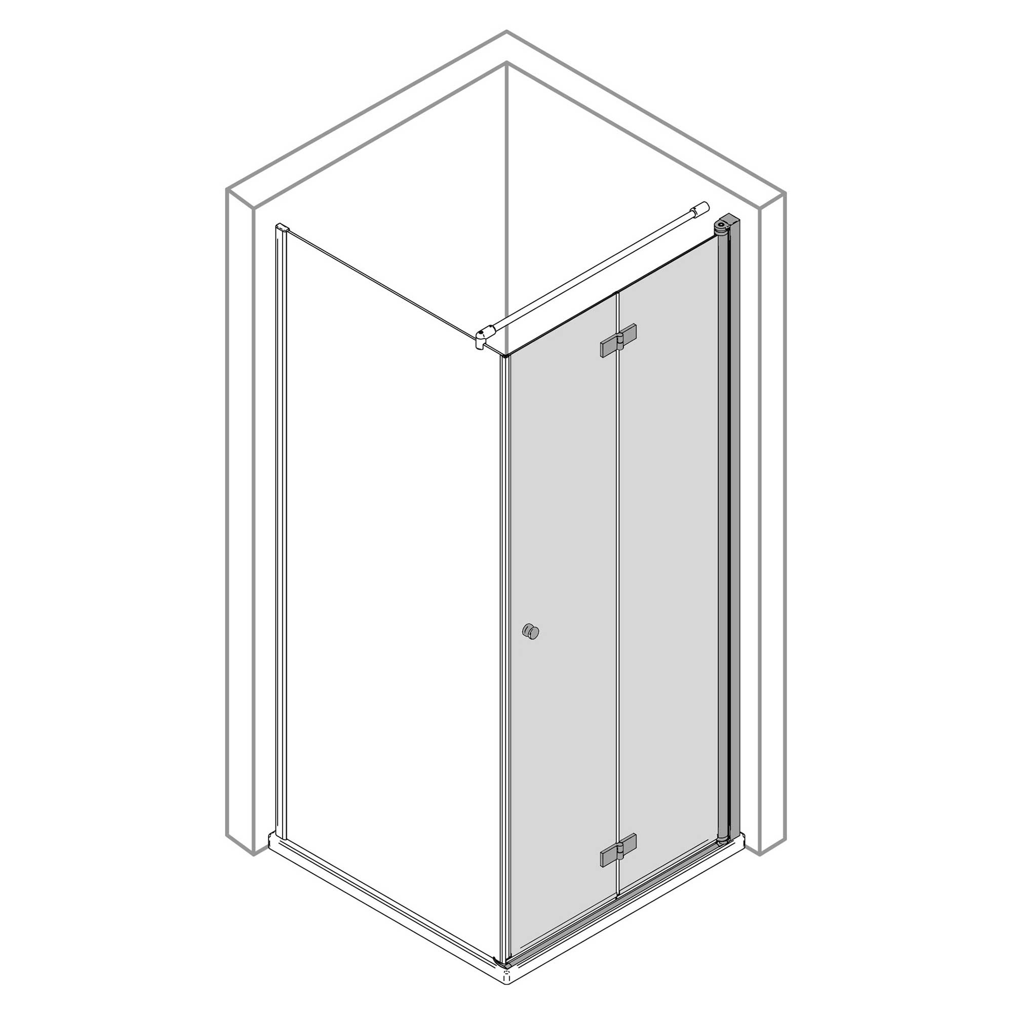 Drehfalttür 2-teilig für Seitenwand