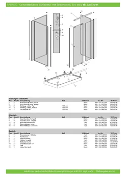 Komplettdusche Gleittür / Schiebetür 2-tlg. mit Seitenwand 22.10.2025