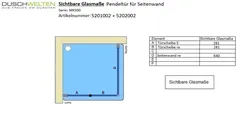 Sichtbare Glasmaße - Artikel 5201002 und 5202002