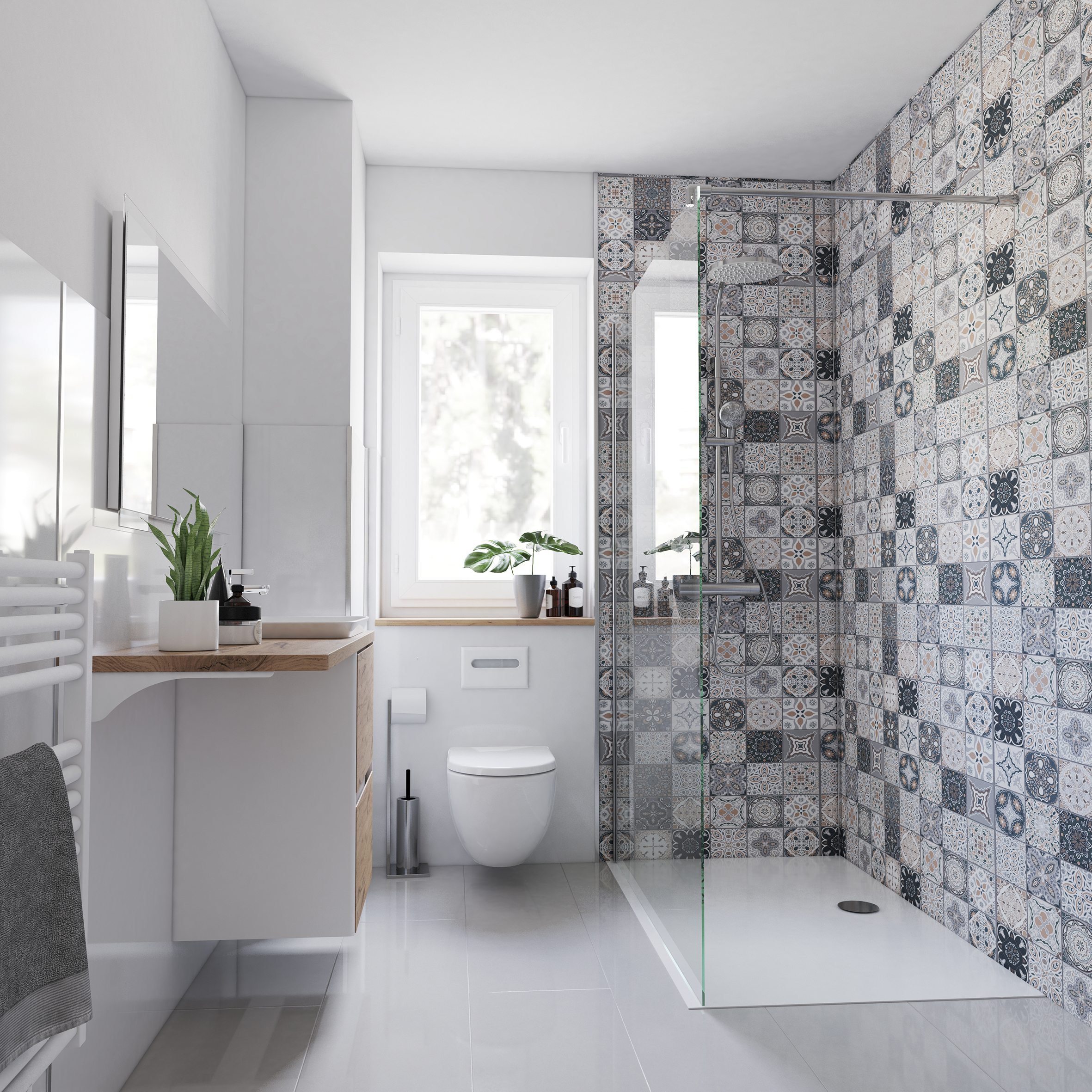 Duschrückwand Dekor Fliese Mediterran