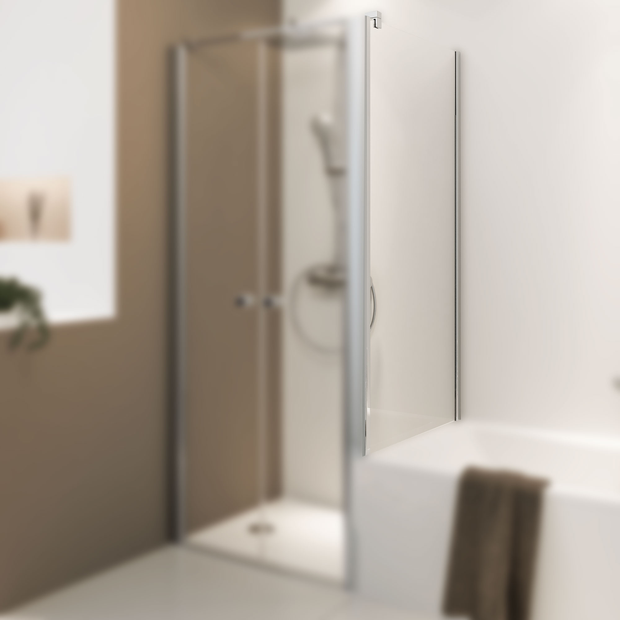 Badewannenseitenwand für Drehtür, Pendeltür und Drehtür mit Festteil, Fokus Wand rechts