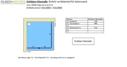 Sichtbare Glasmaße - Artikel 5412003 und 5413003