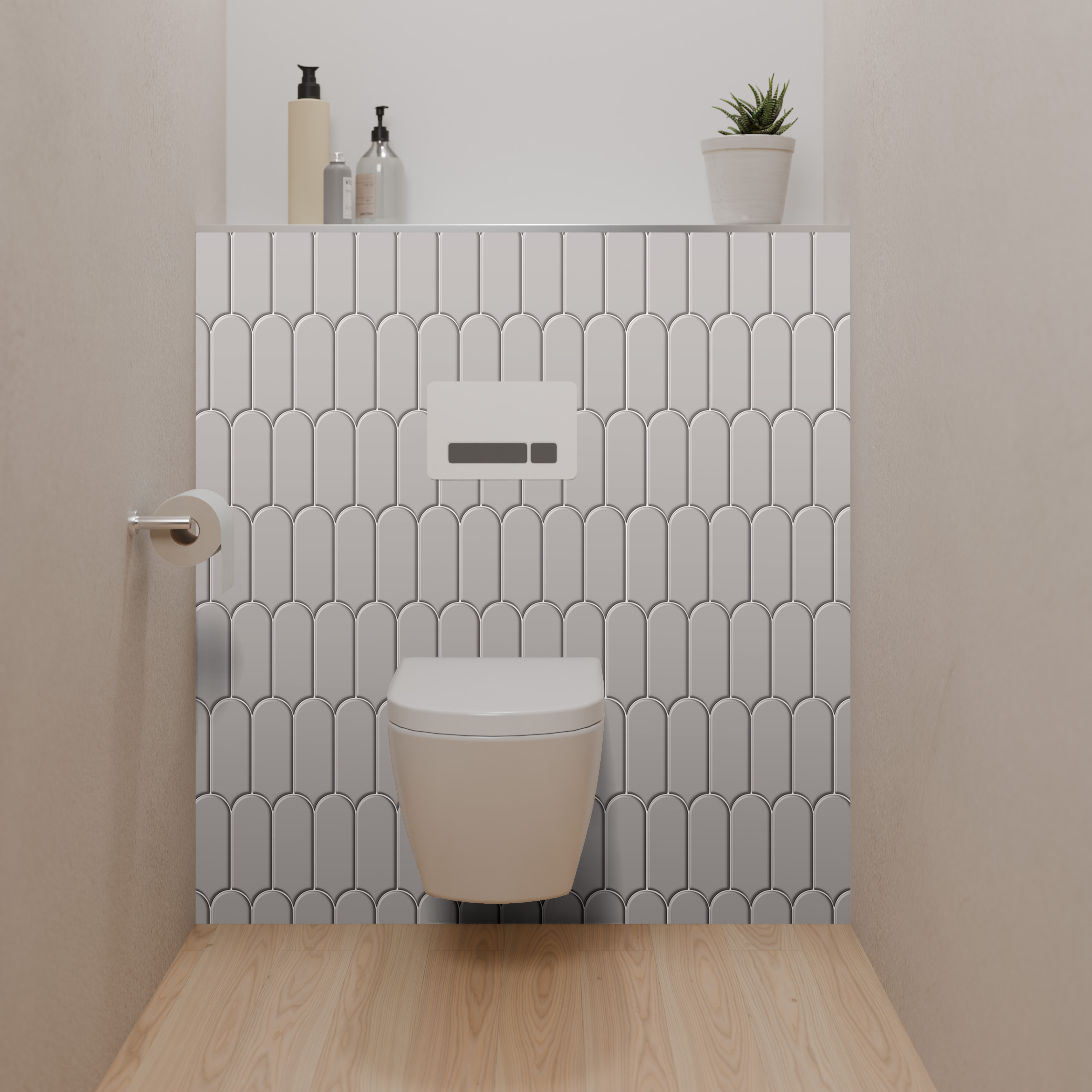 Dekor Paneele Hochglanz Bogenmosaik Grau Dusch-WC