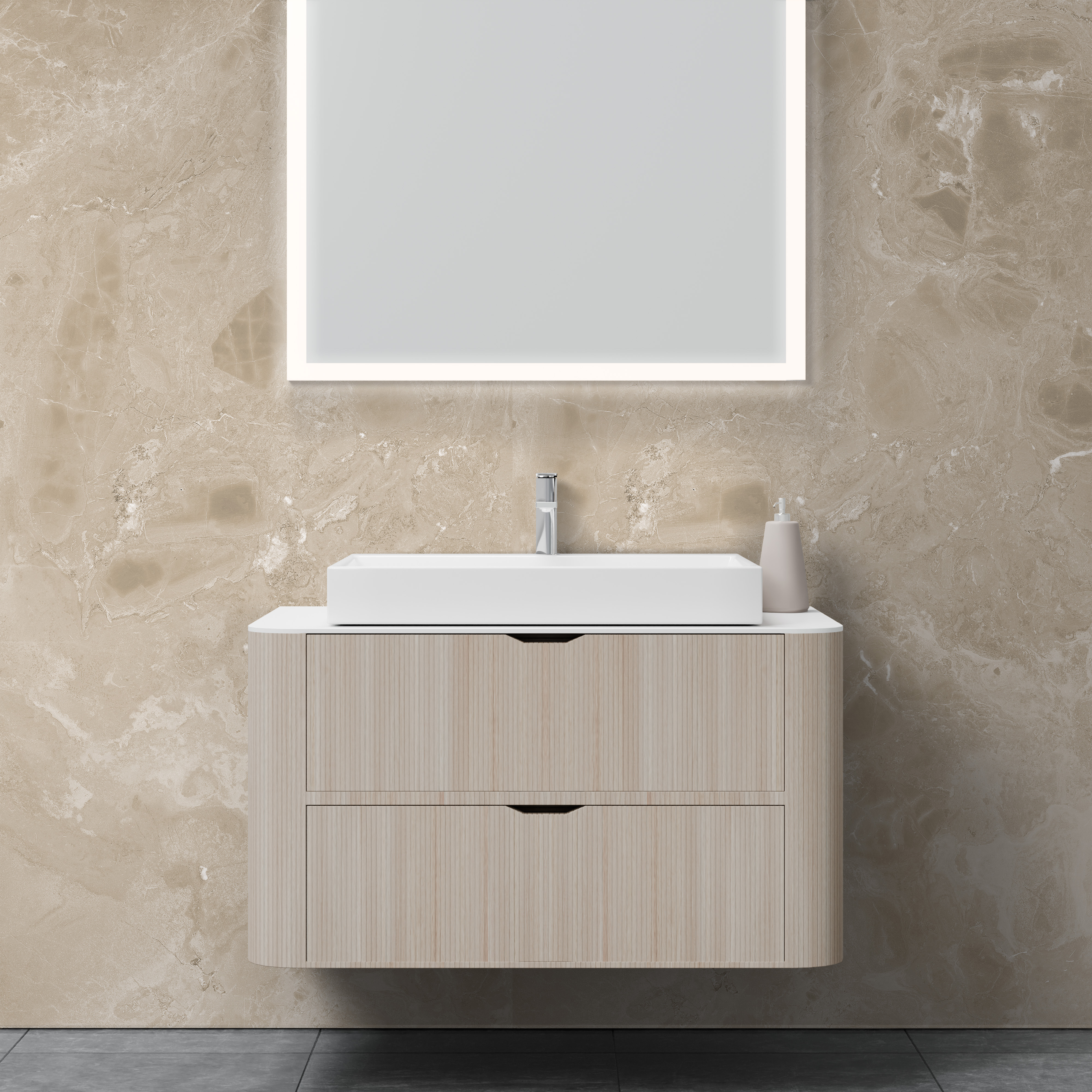 Dekor Paneele Seidenmatt Marmor Sicilia Beige Waschtisch