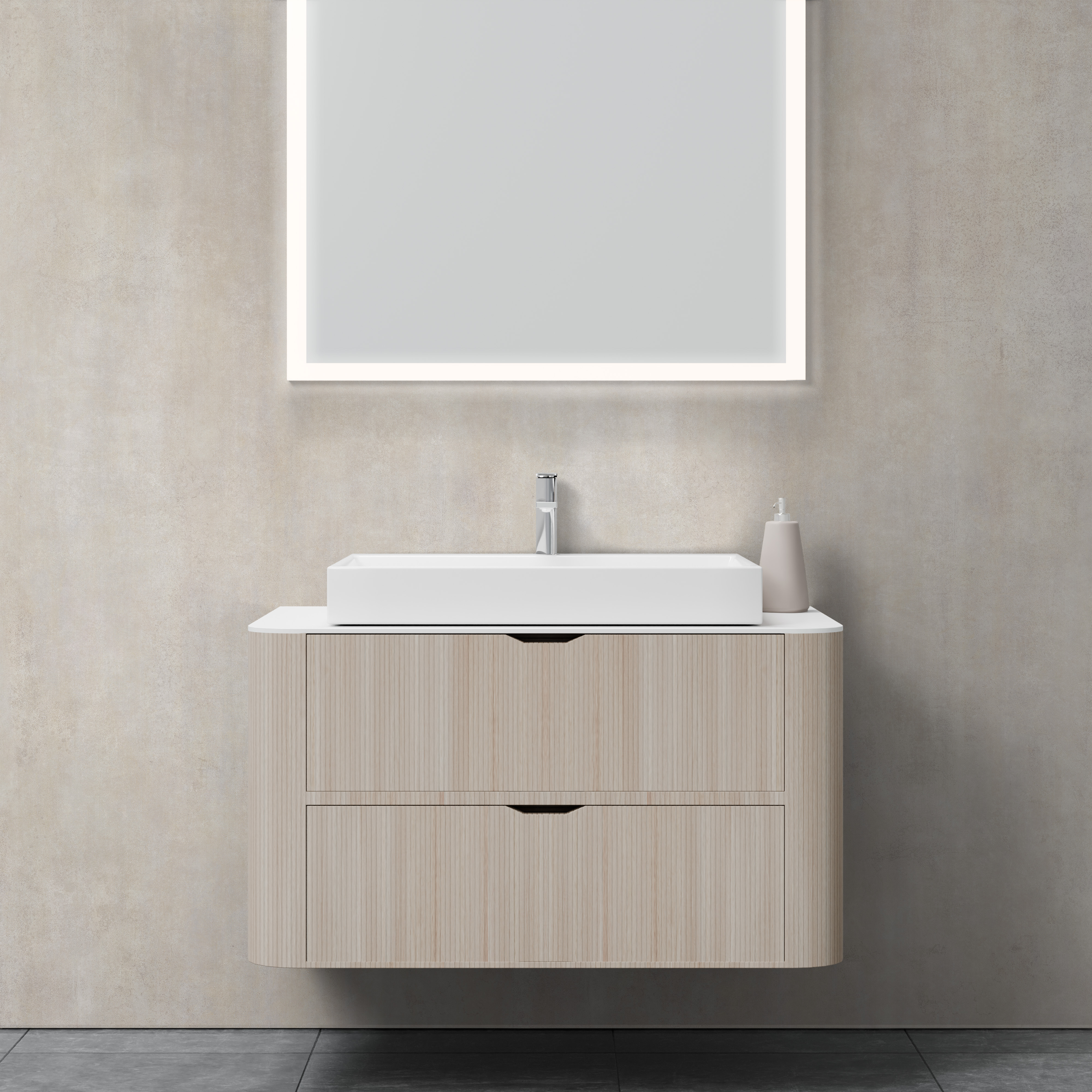 Dekor Paneele Stein Beton Optik Beige Waschtisch