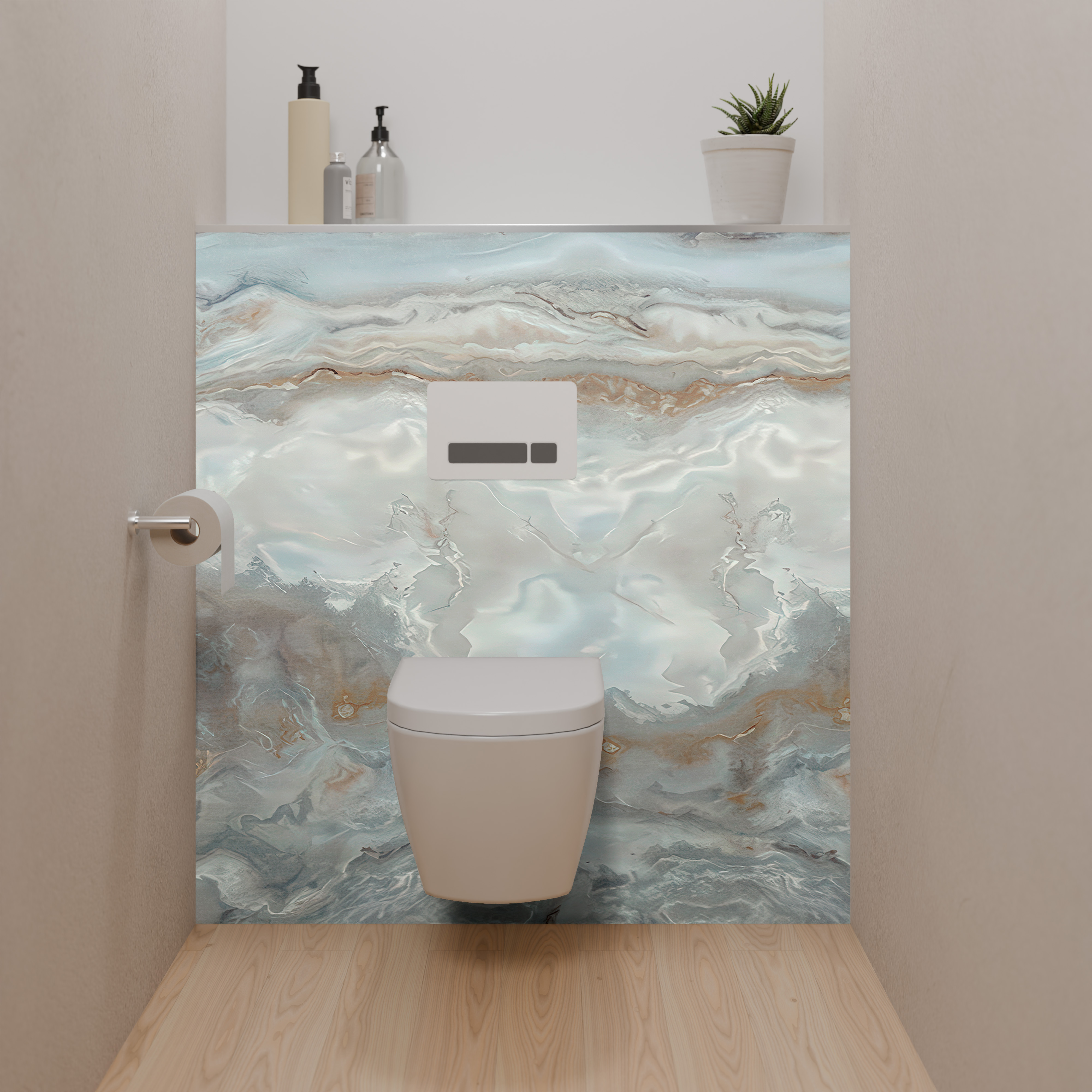 Dekor Paneele Seidenmatt Marmor Achat Beige Dusch-WC