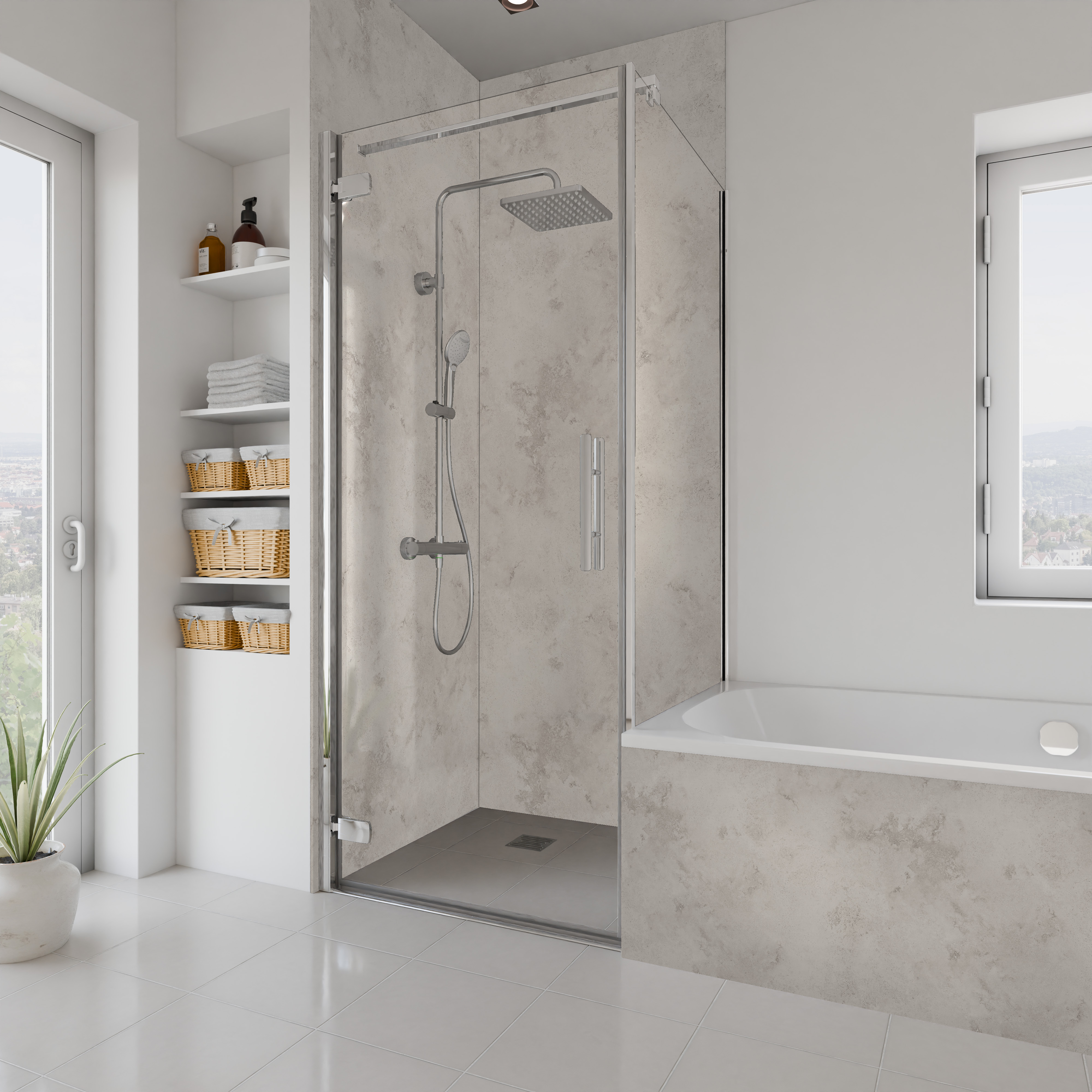 Dekor Paneele Stein Sandstein Greige Dusche+BSW