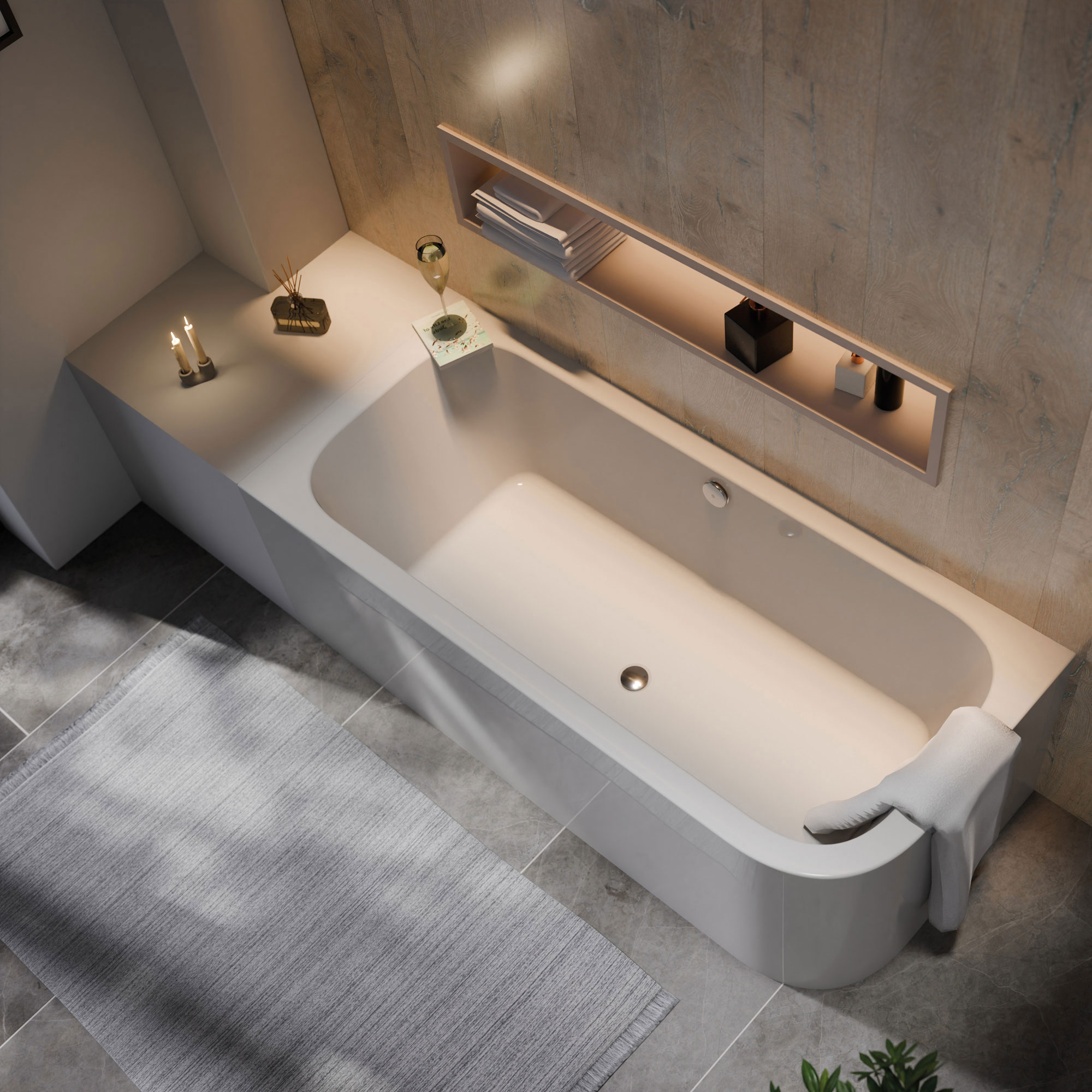 Sacramento Badewanne, weiß, rechts, im Milieu 2