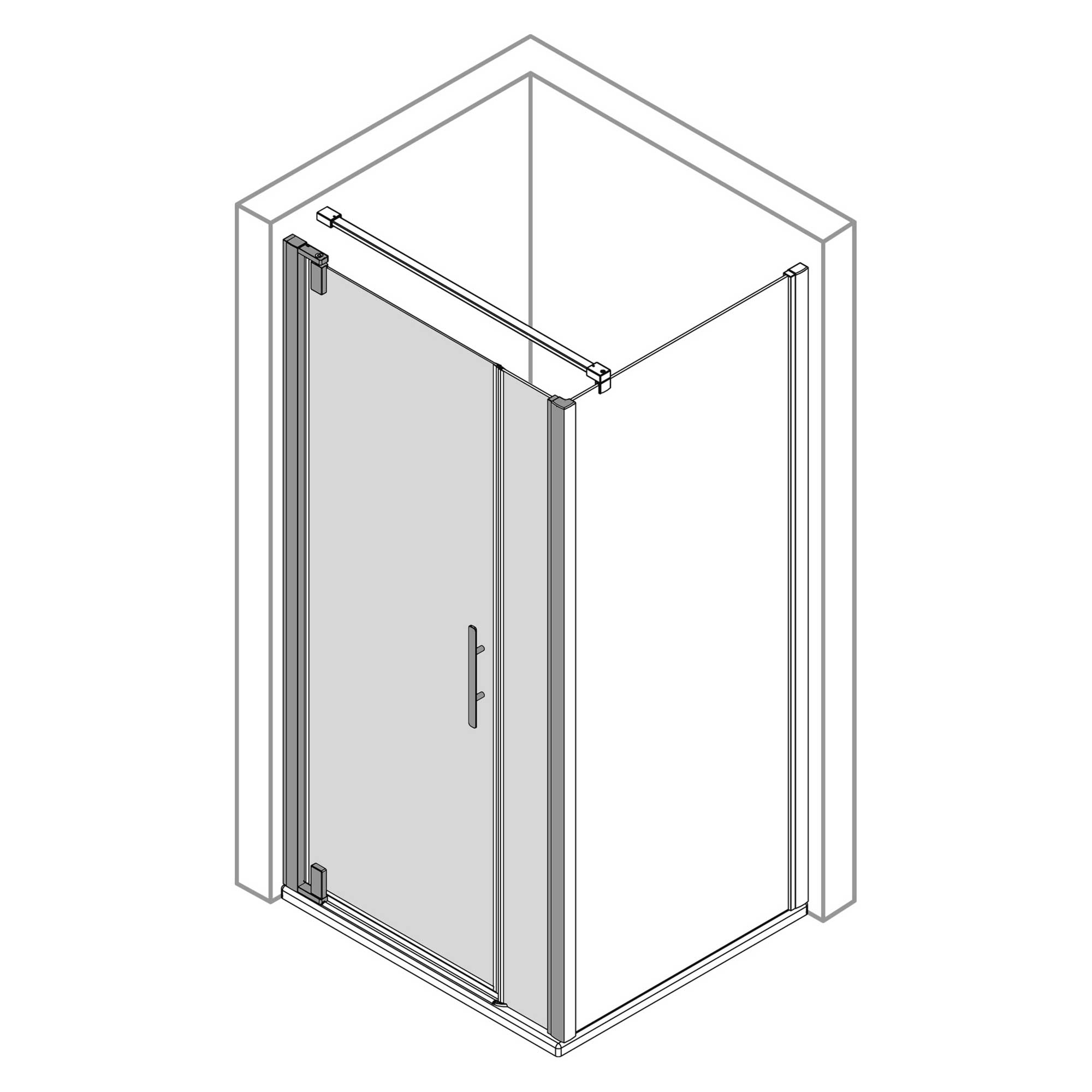 MK580 Drehtür mit Nebenteil, Anschlag links, für Seitenwand