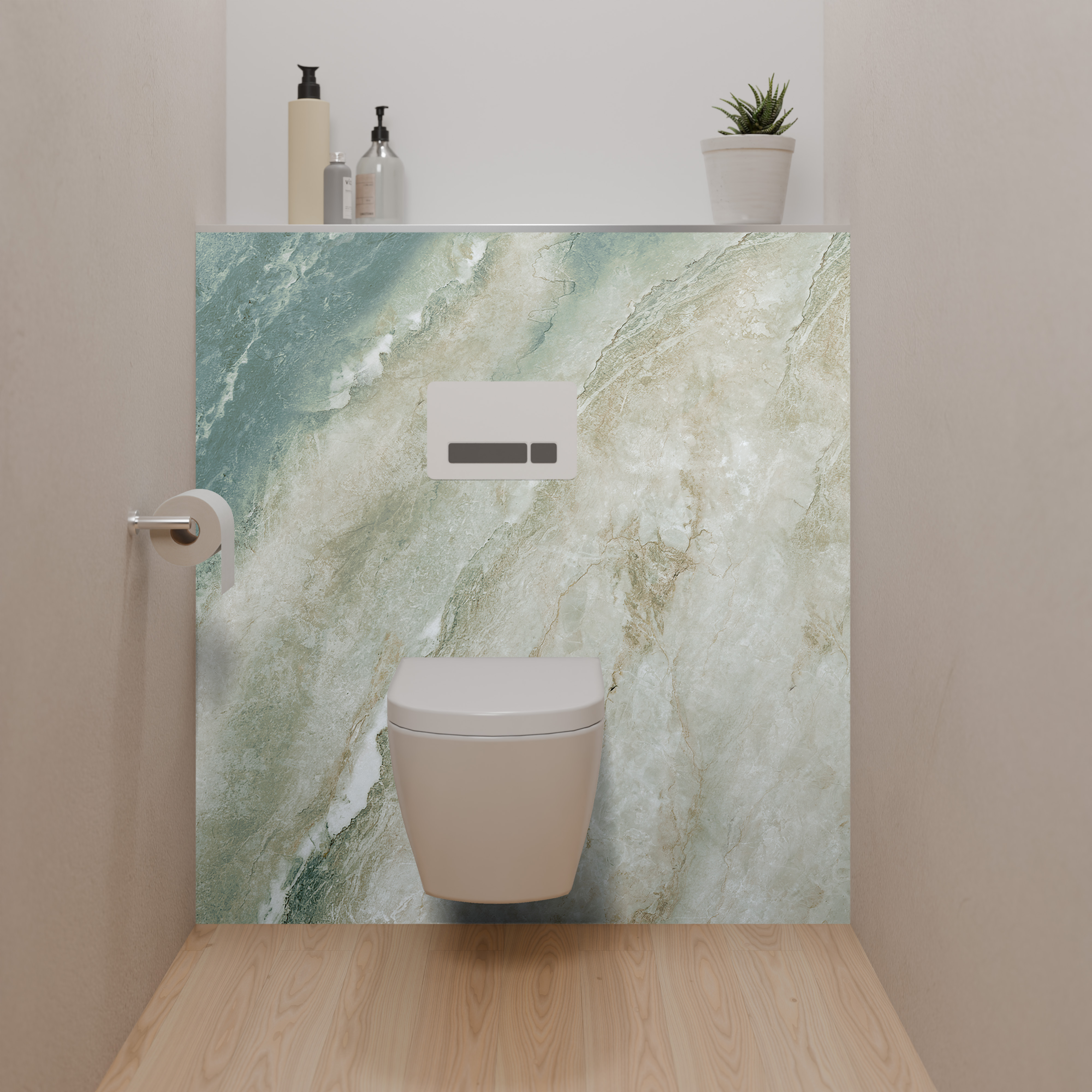 Dekor Paneele Seidenmatt Onyxmarmor Grün Dusch-WC