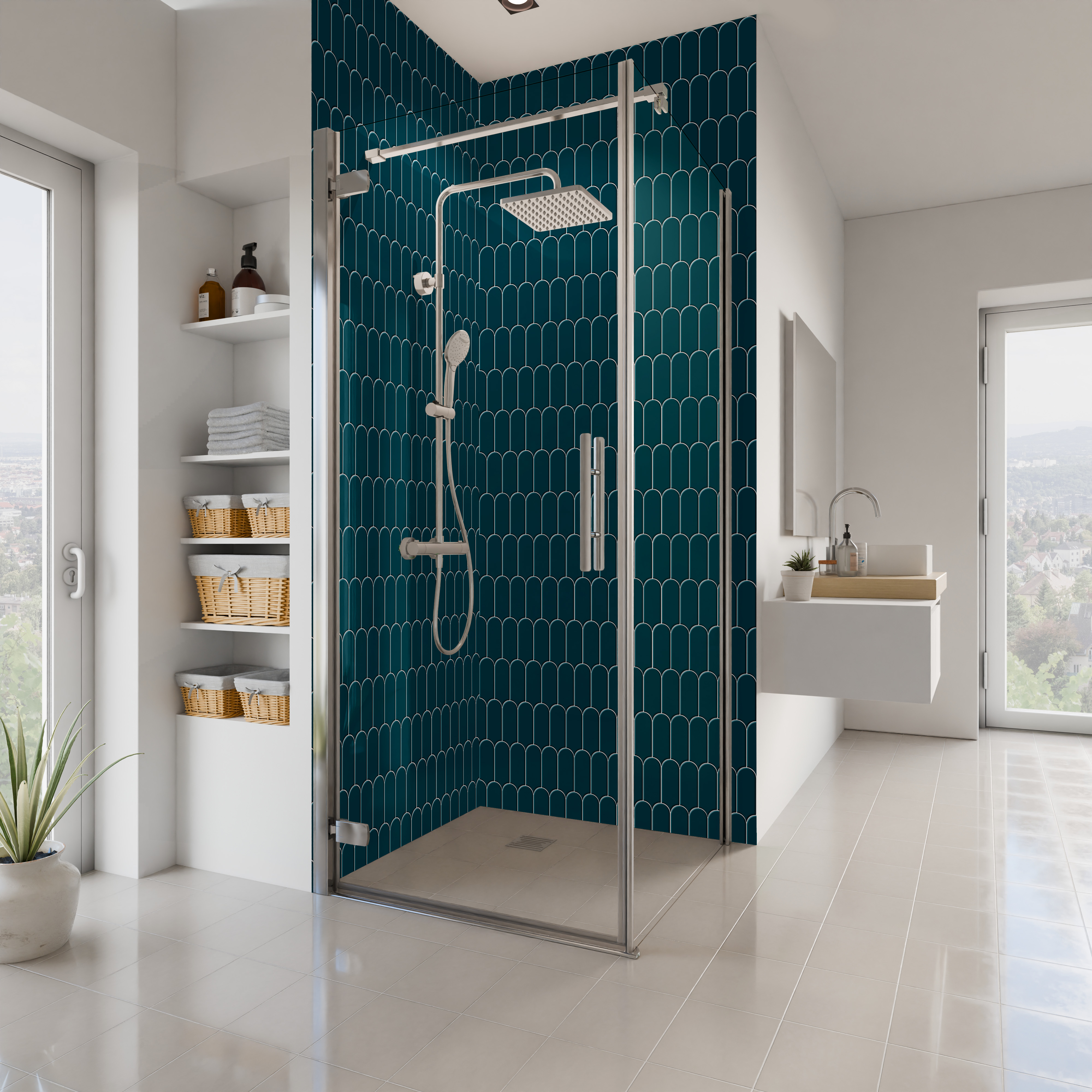 Dekor Paneele Hochglanz Bogenmosaik Petrol Eckeinstieg