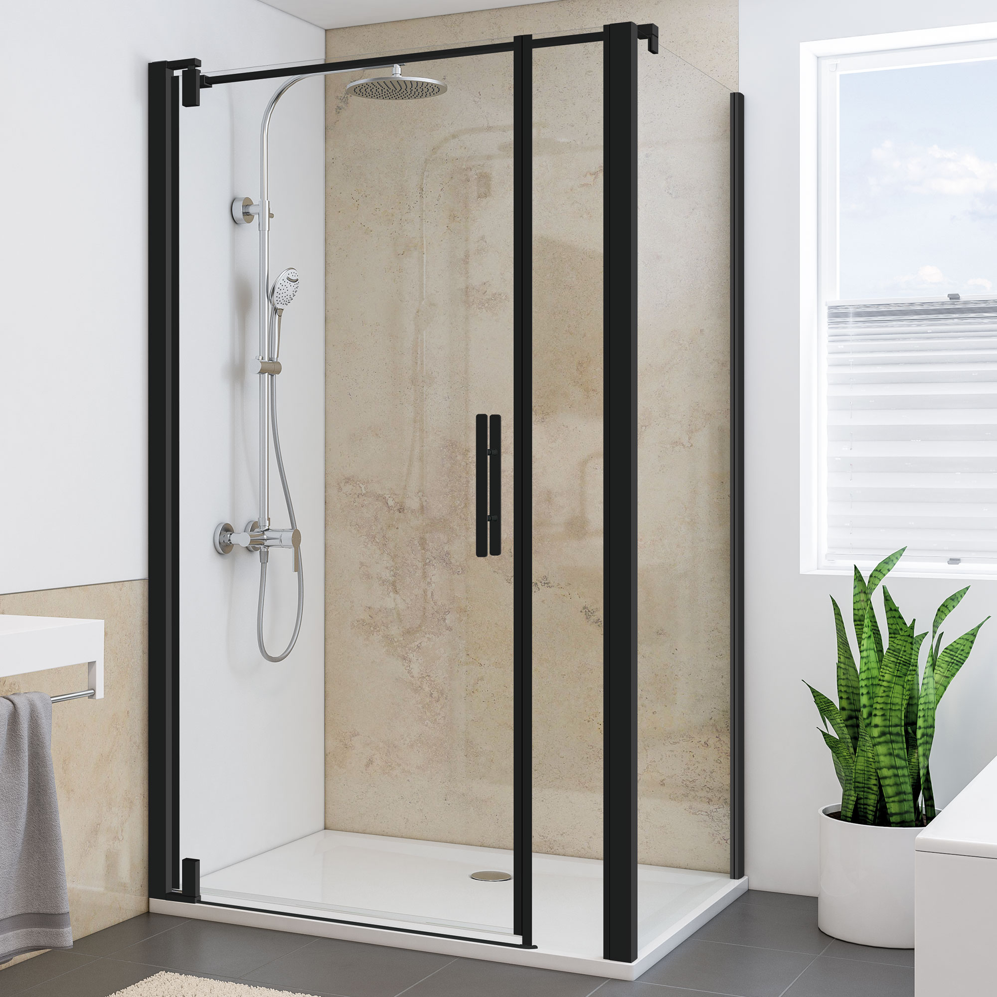 Seitenwand rechts für Drehtür mit Nebenteil, schwarz