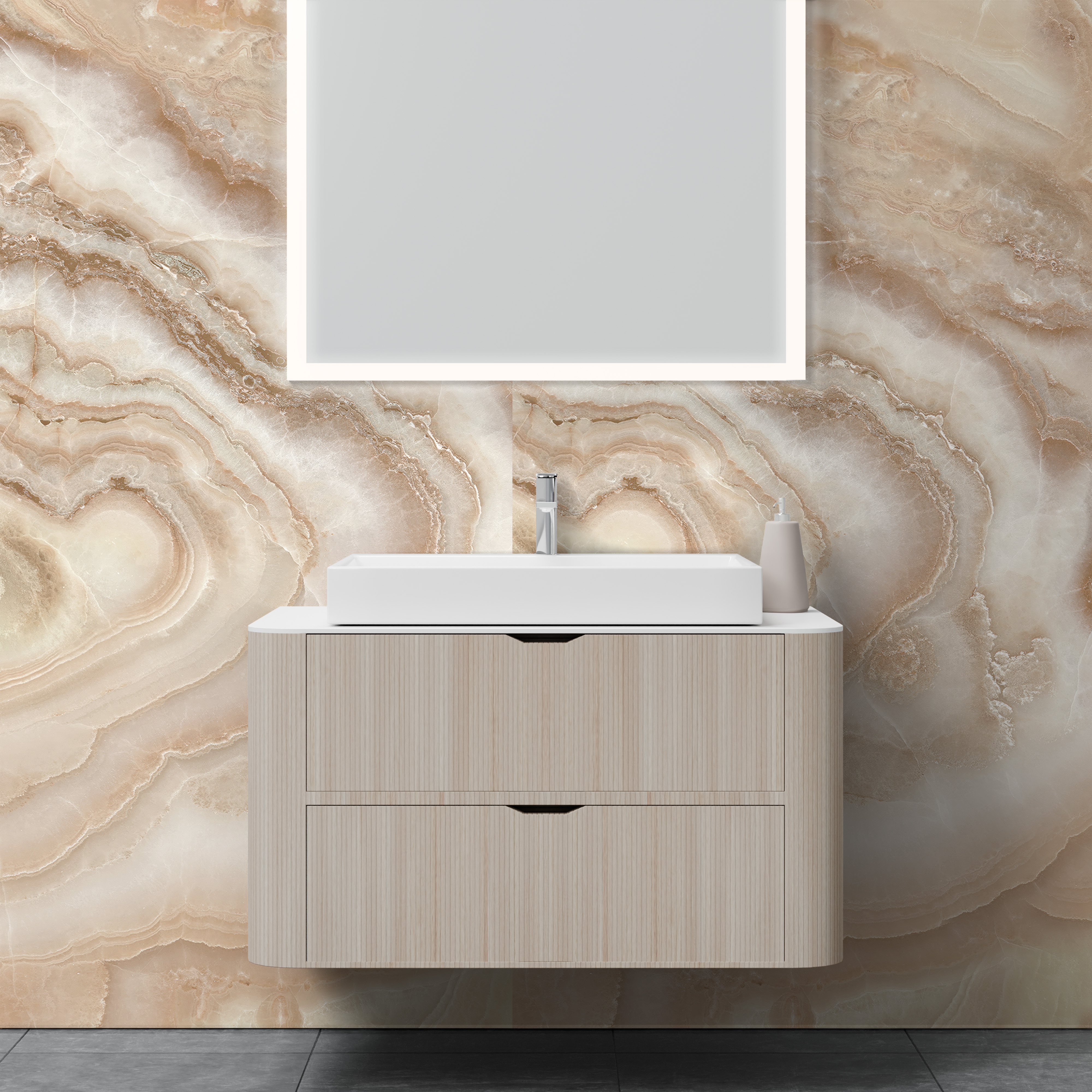 Dekor Paneel Seidenmatt Marmor Beige-Weiß
