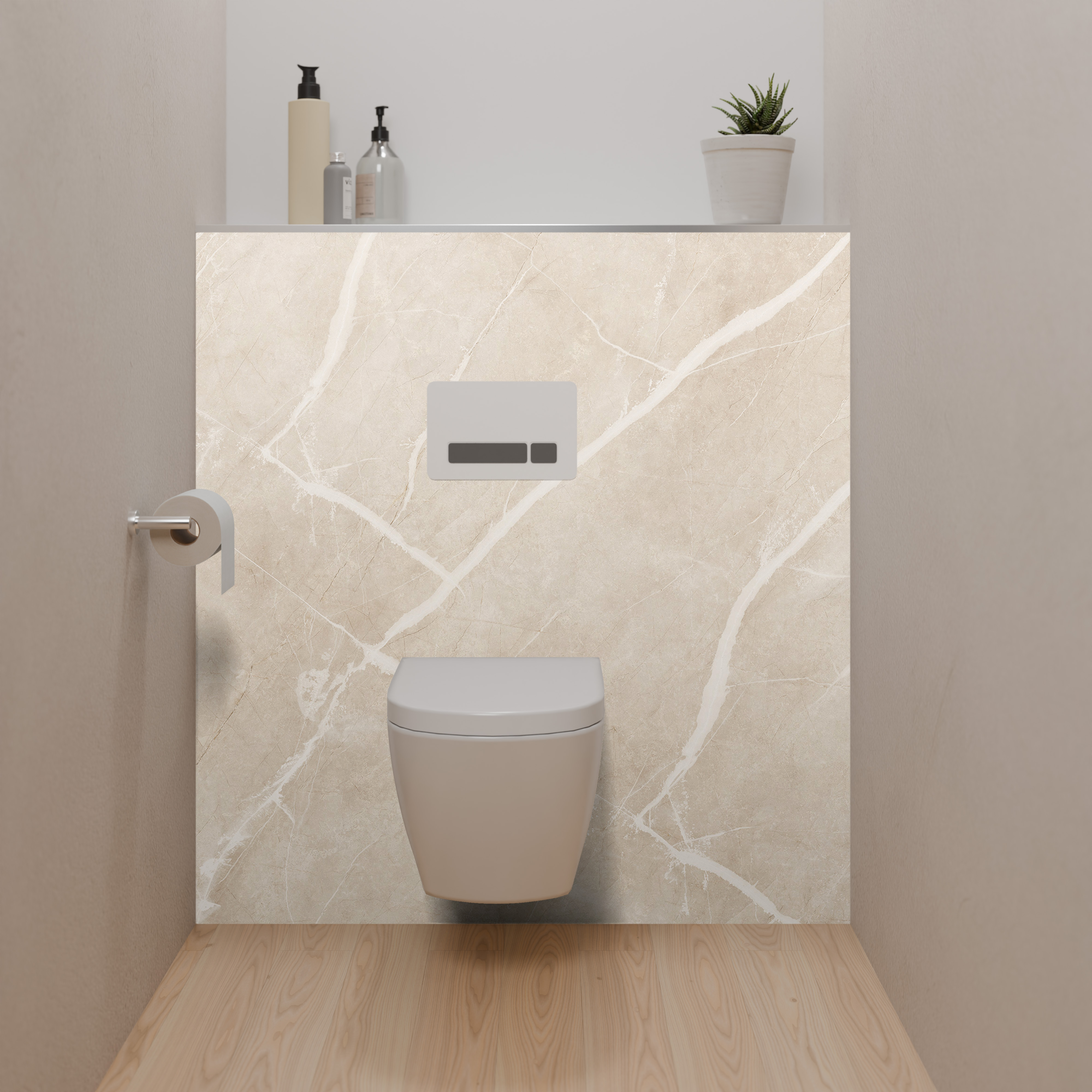Dekor Paneele Seidenmatt Marmor Grau Beige Dusch-WC