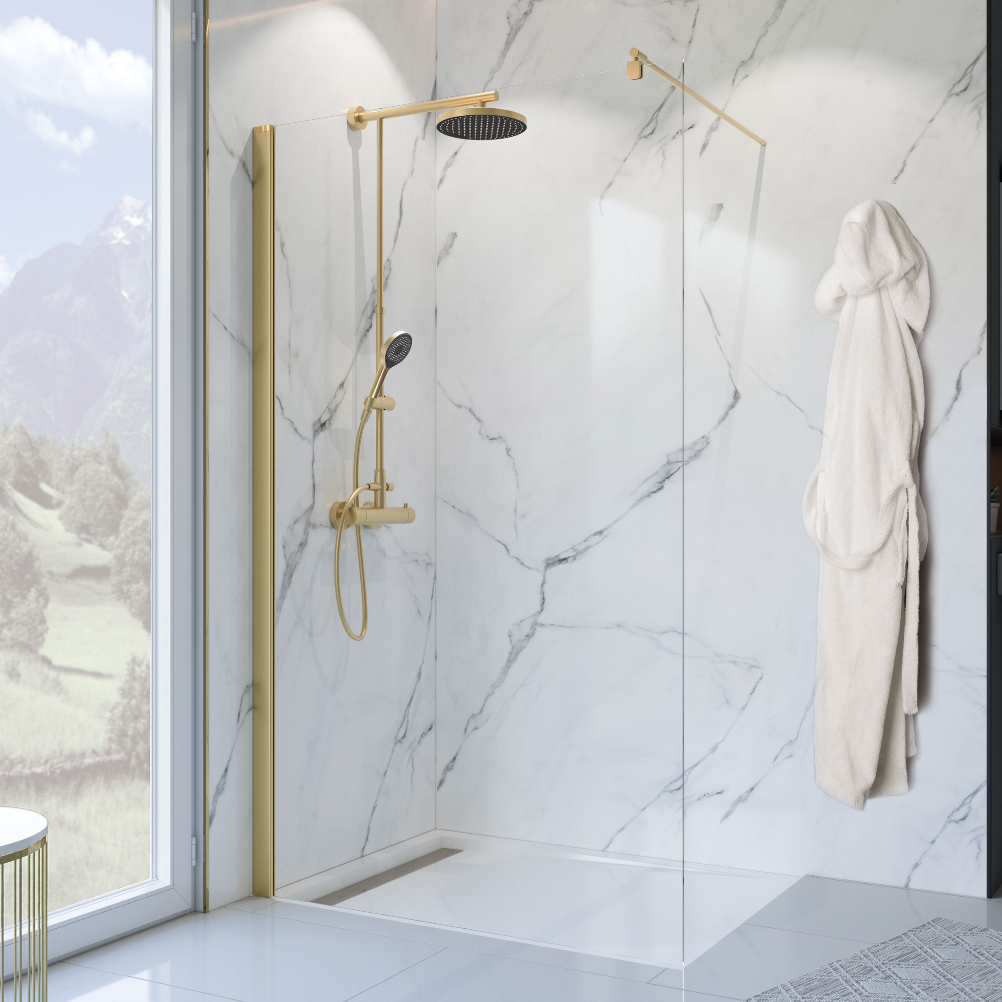 MK600 Duschwand alleinstehend, Gold 2