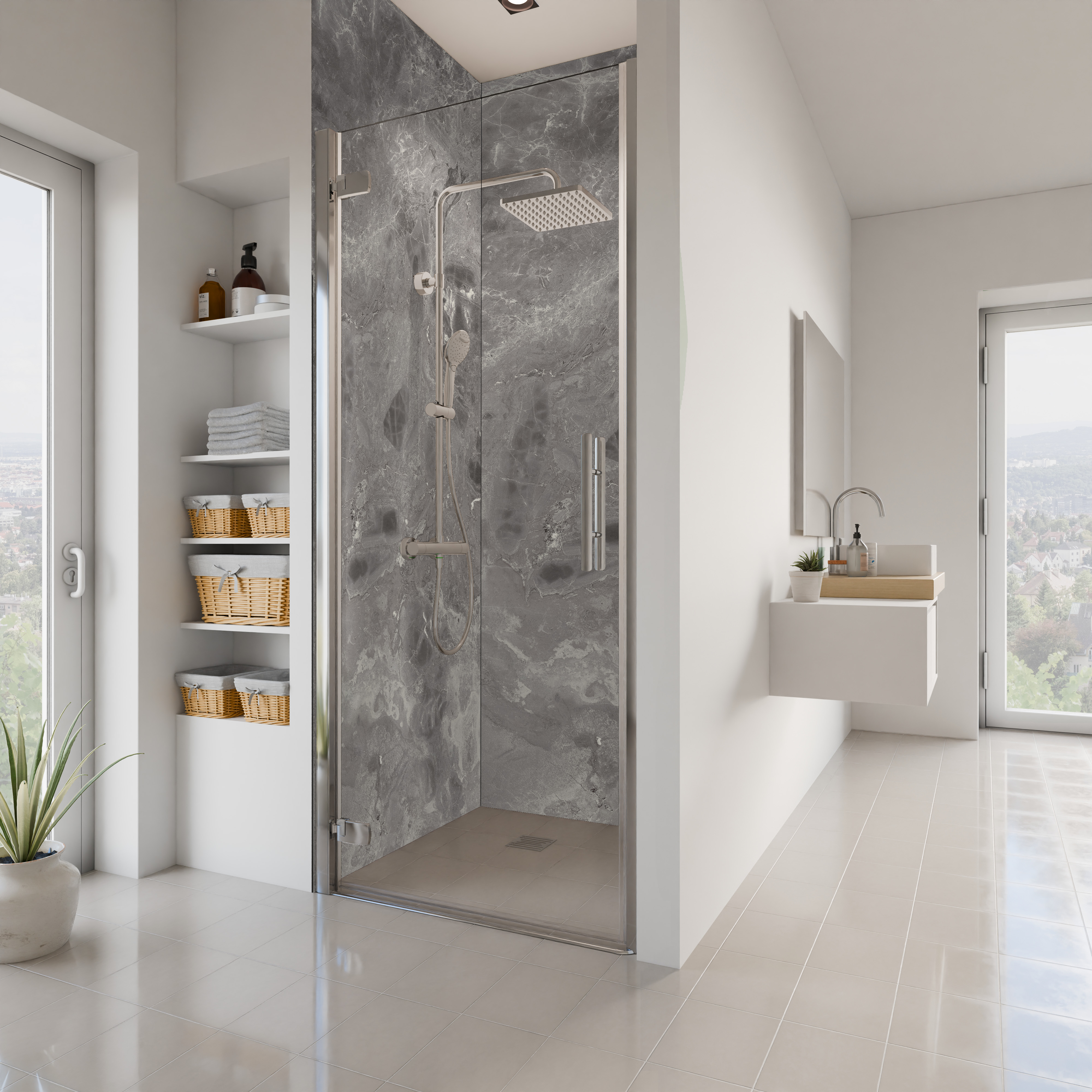 Dekor Paneele Seidenmatt Marmor Sicilia Grau Nische