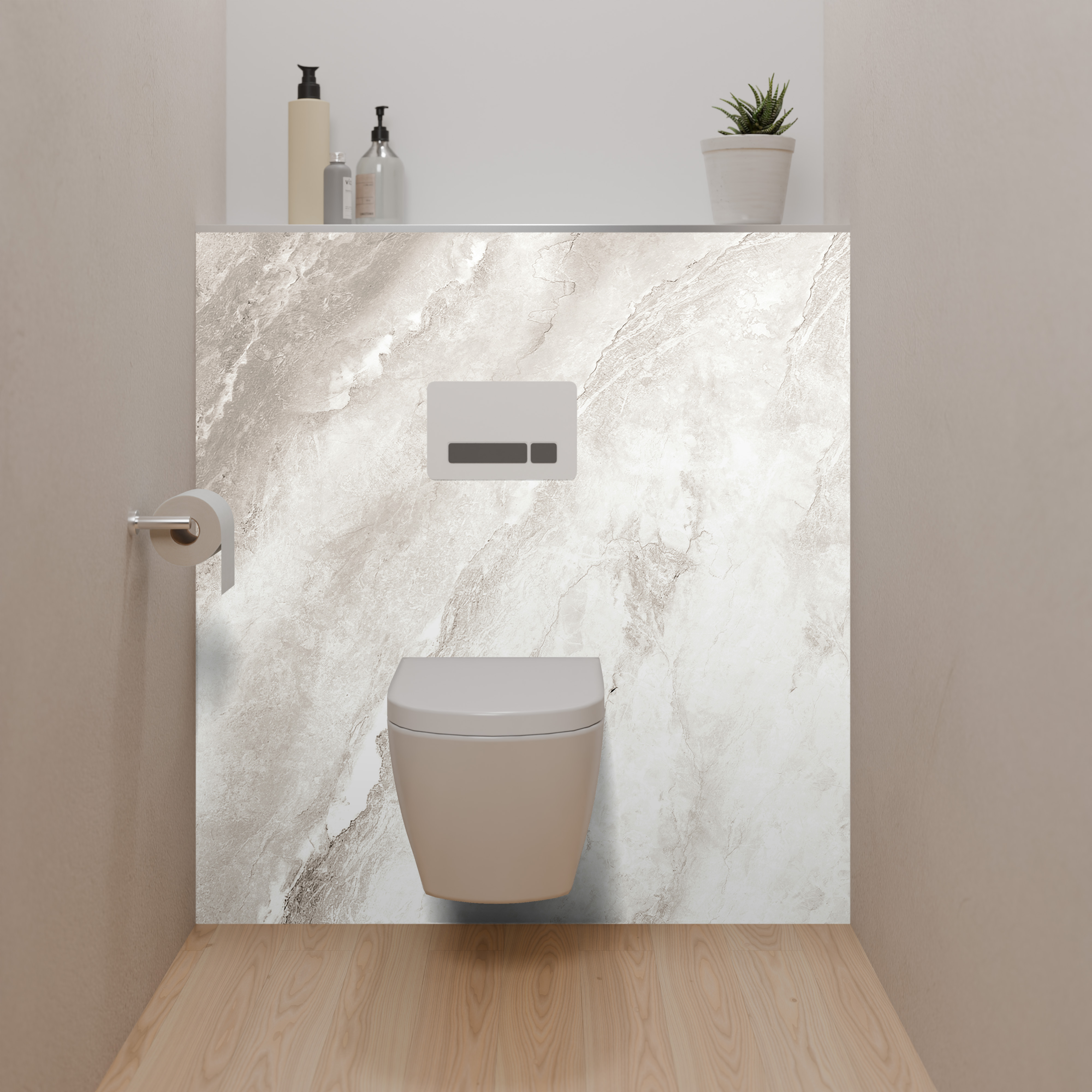 Dekor Paneele Seidenmatt Onyxmarmor Grau Dusch-WC