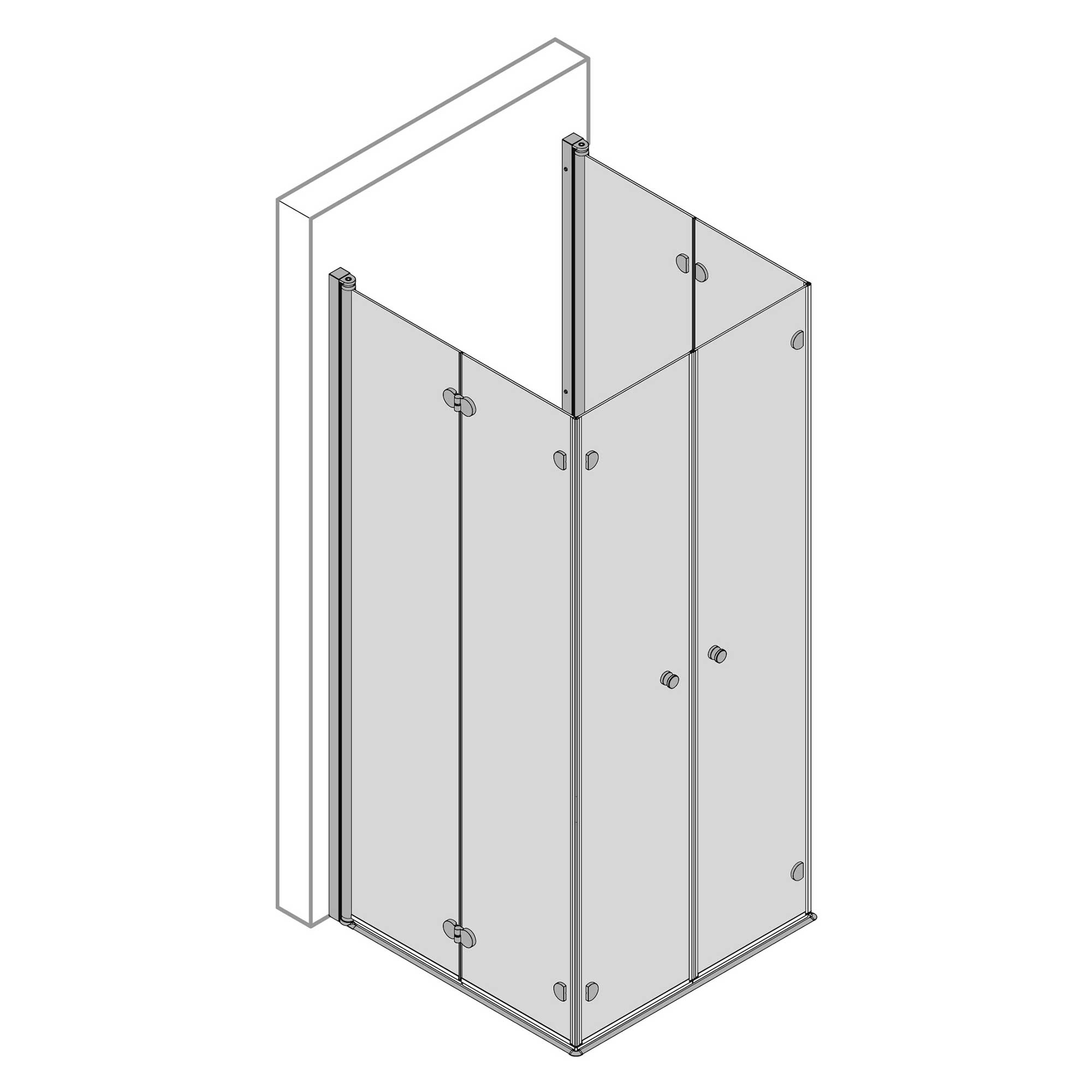 5228_Z U-Kabine mit Drehfalttüren, 6-teilig