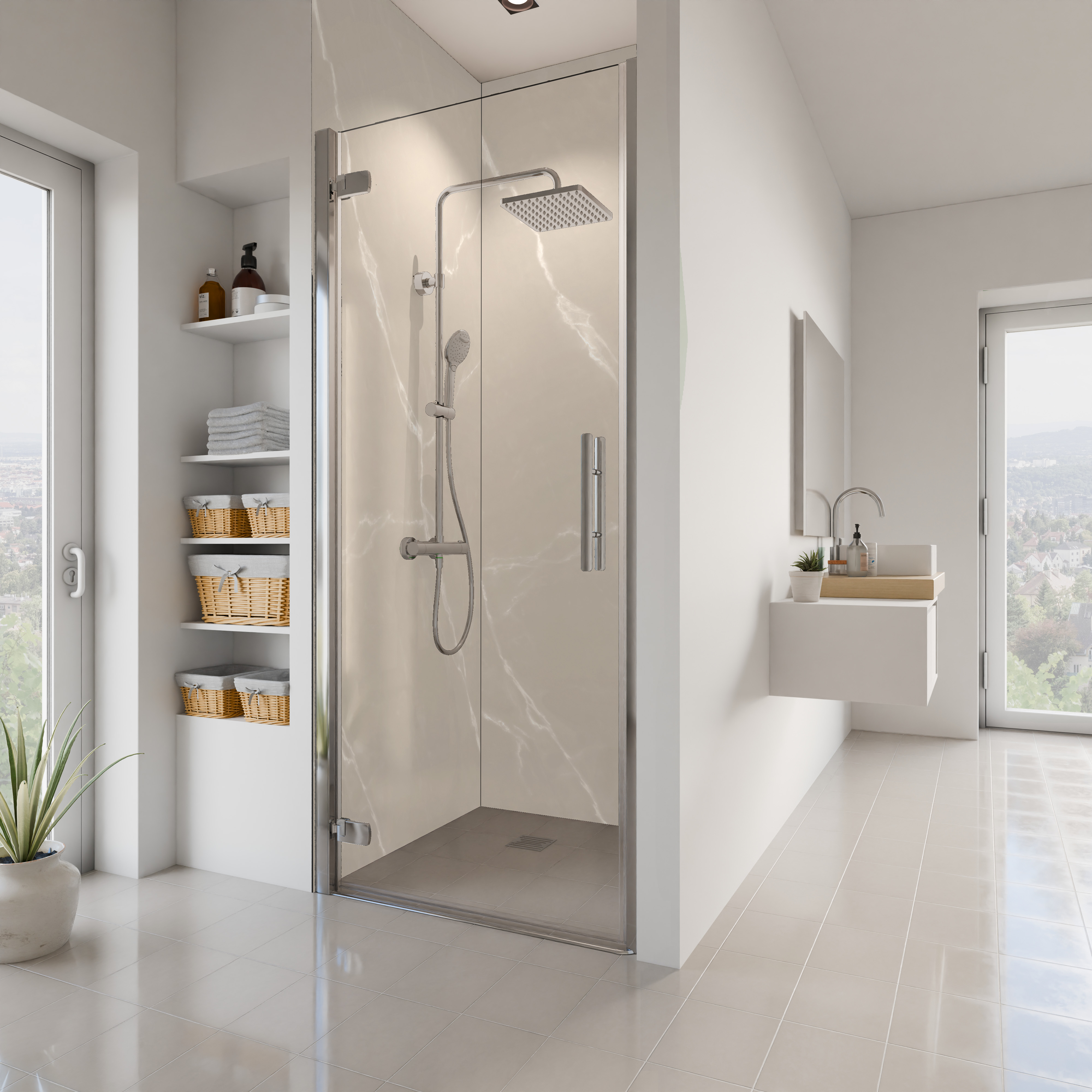 Dekor Paneele Hochglanz Marmor Grau Beige Nische