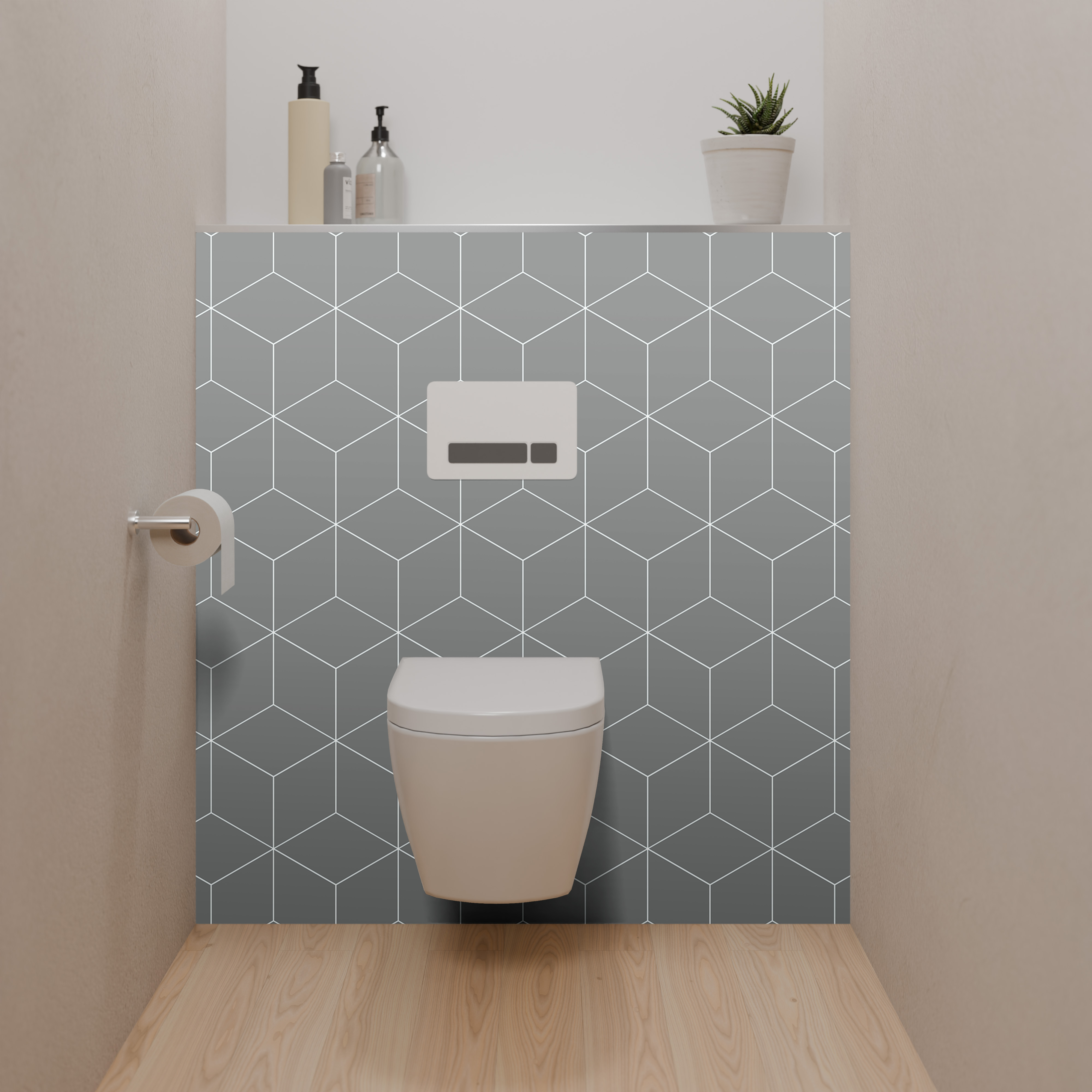Dekor Paneel Seidenmatt Hexagon Grau