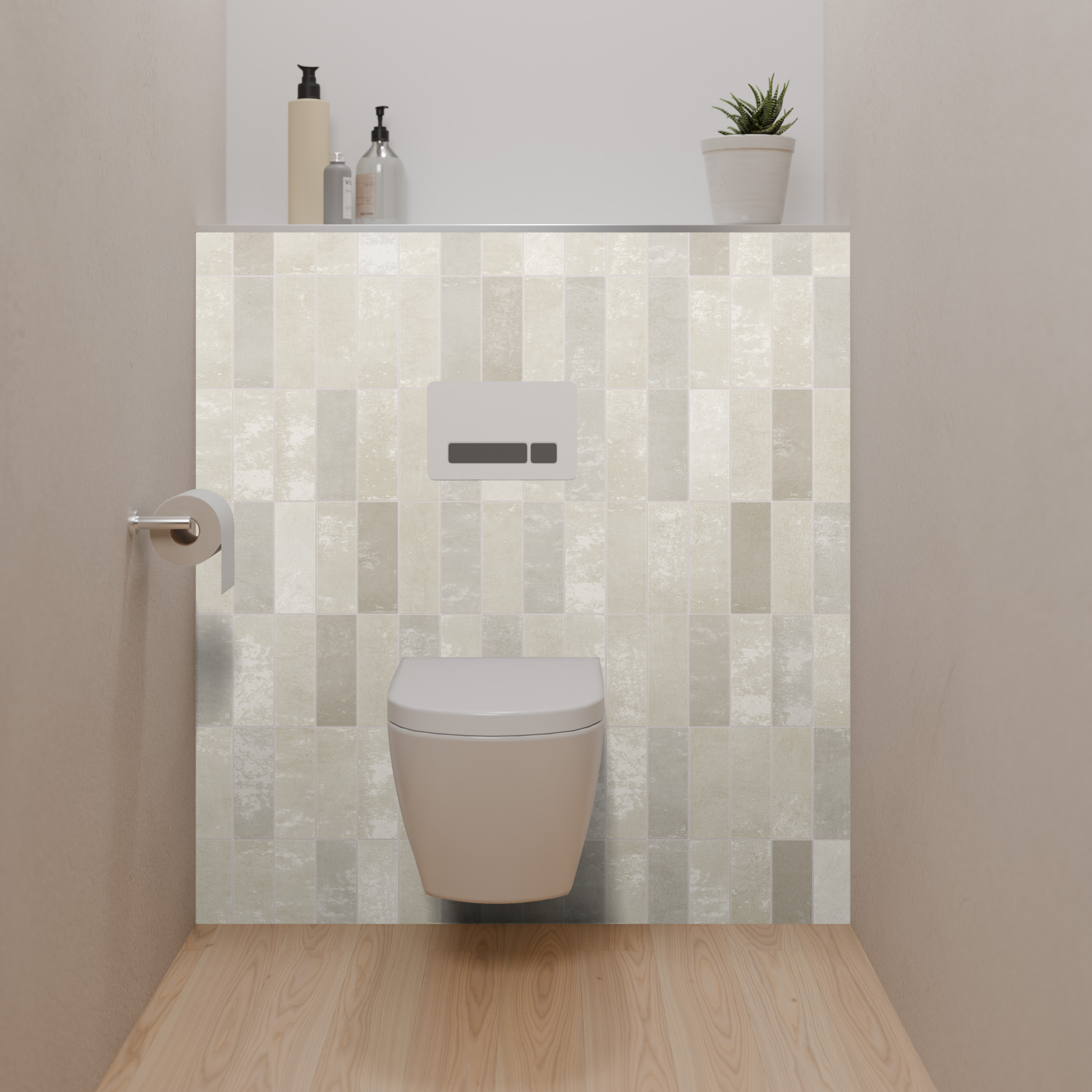 Dekor Paneele Hochglanz Fliese Beige Dusch-WC