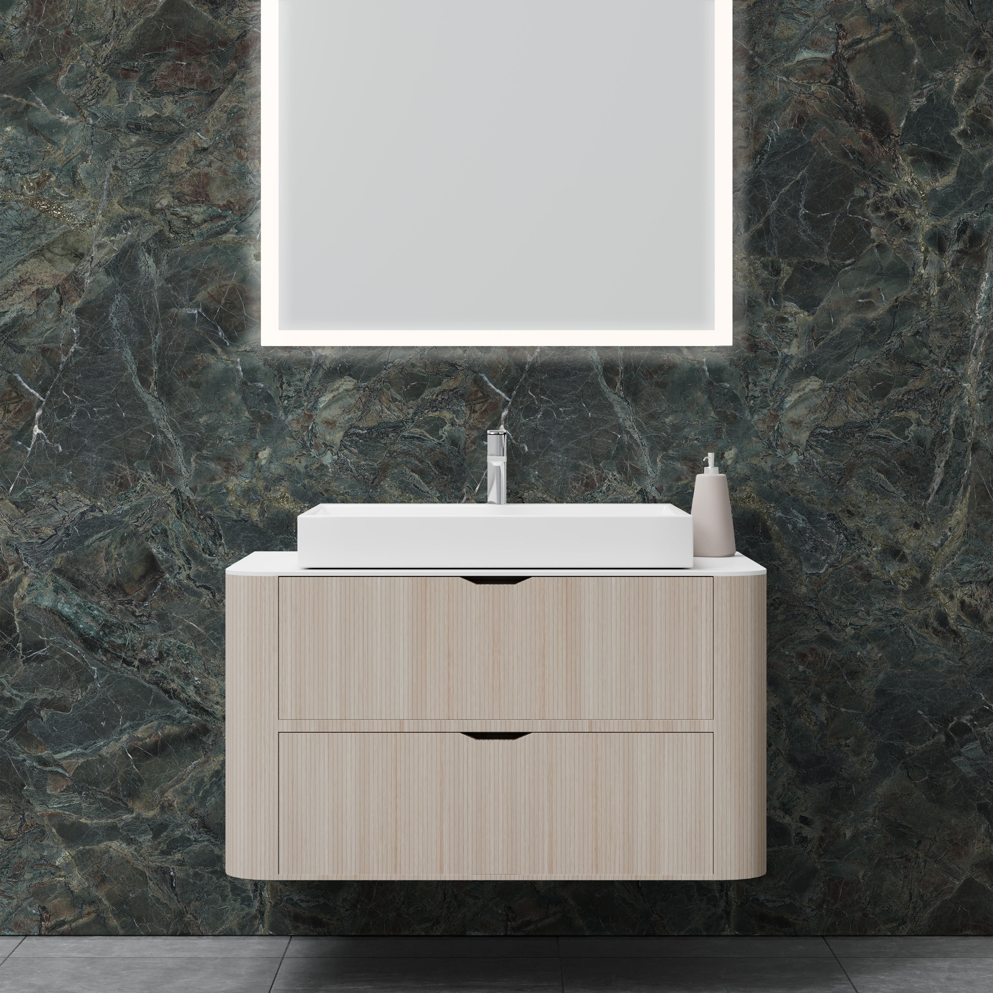 Dekor Paneele Seidenmatt Marmor Dunkelgrün Waschtisch