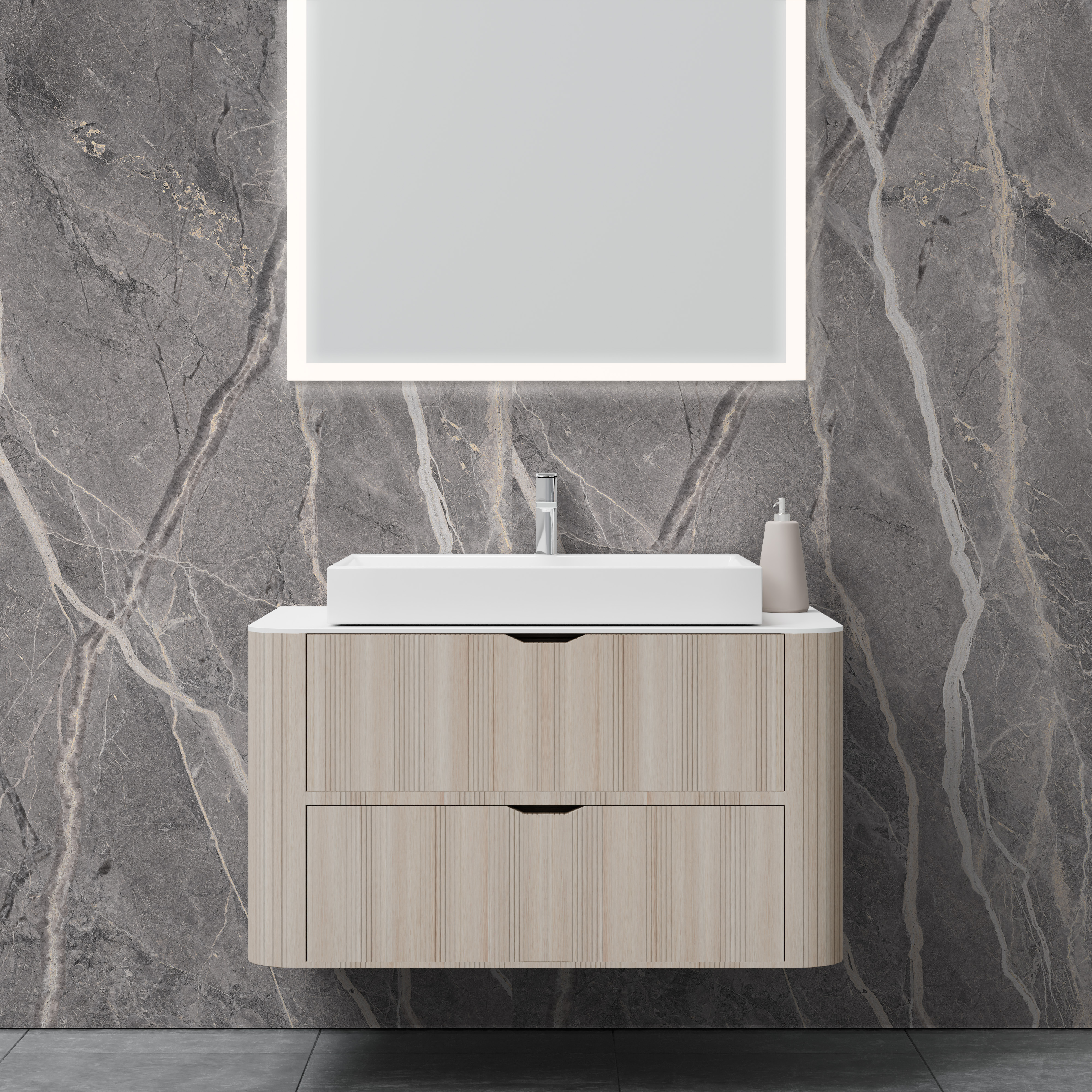 Dekor Paneele Hochglanz Marmor Grau Beige Waschtisch