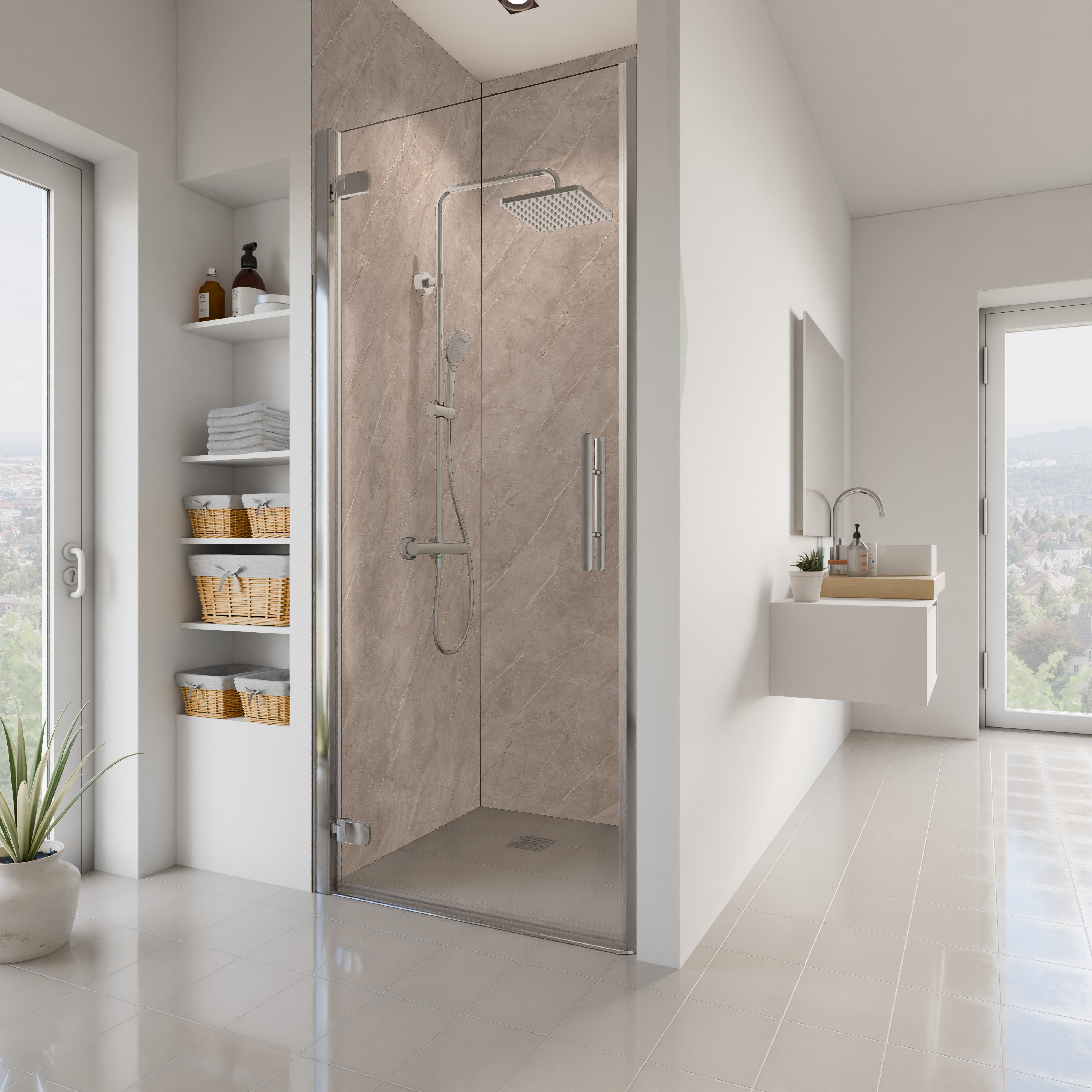 Dekor Paneele Seidenmatt Stein Greige Nische