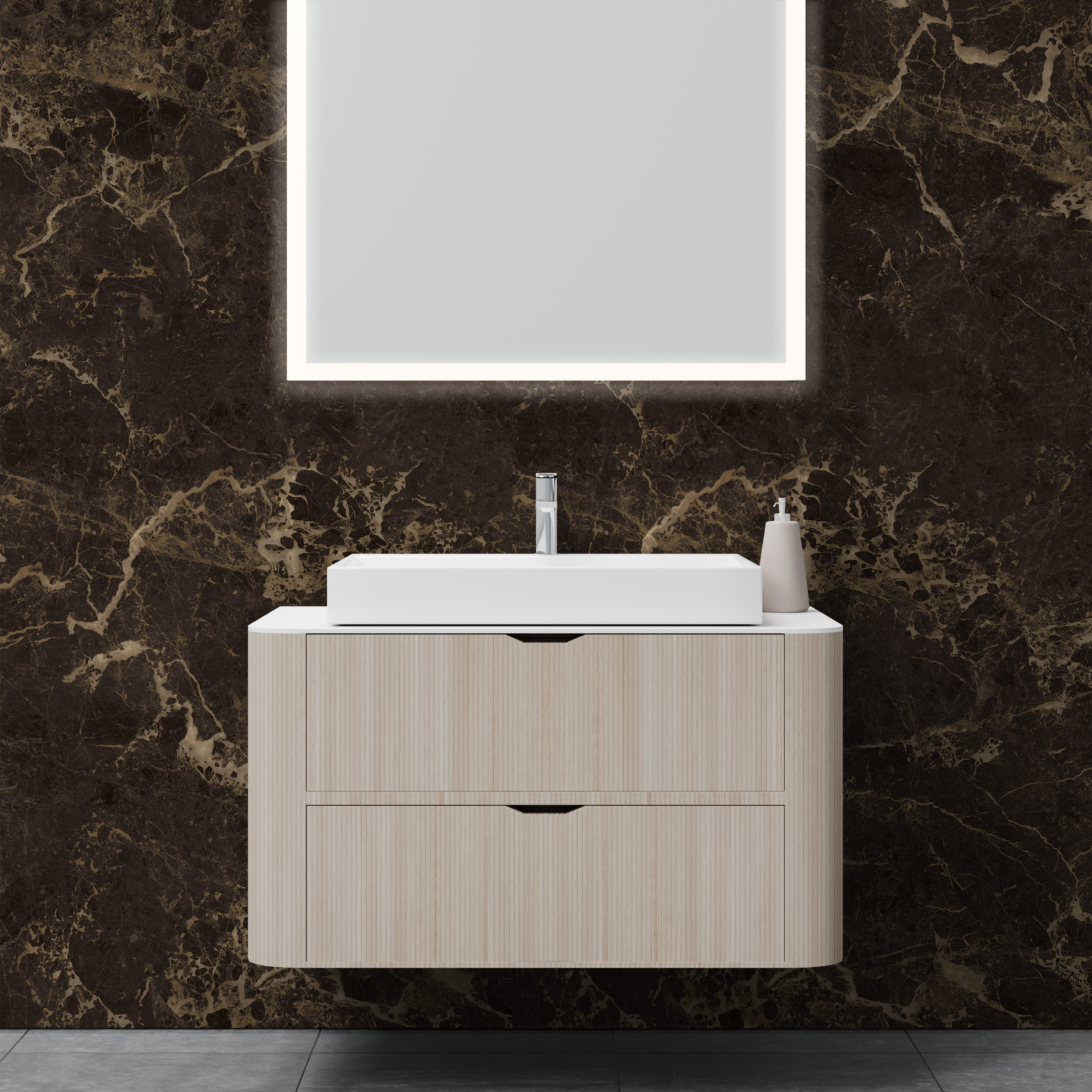 Dekor Paneele Seidenmatt Marmor Braun Waschtisch