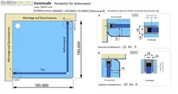 Einrückmaße und WAP-Profilmaße - Artikel 6064003 + 6074003 / 6118003